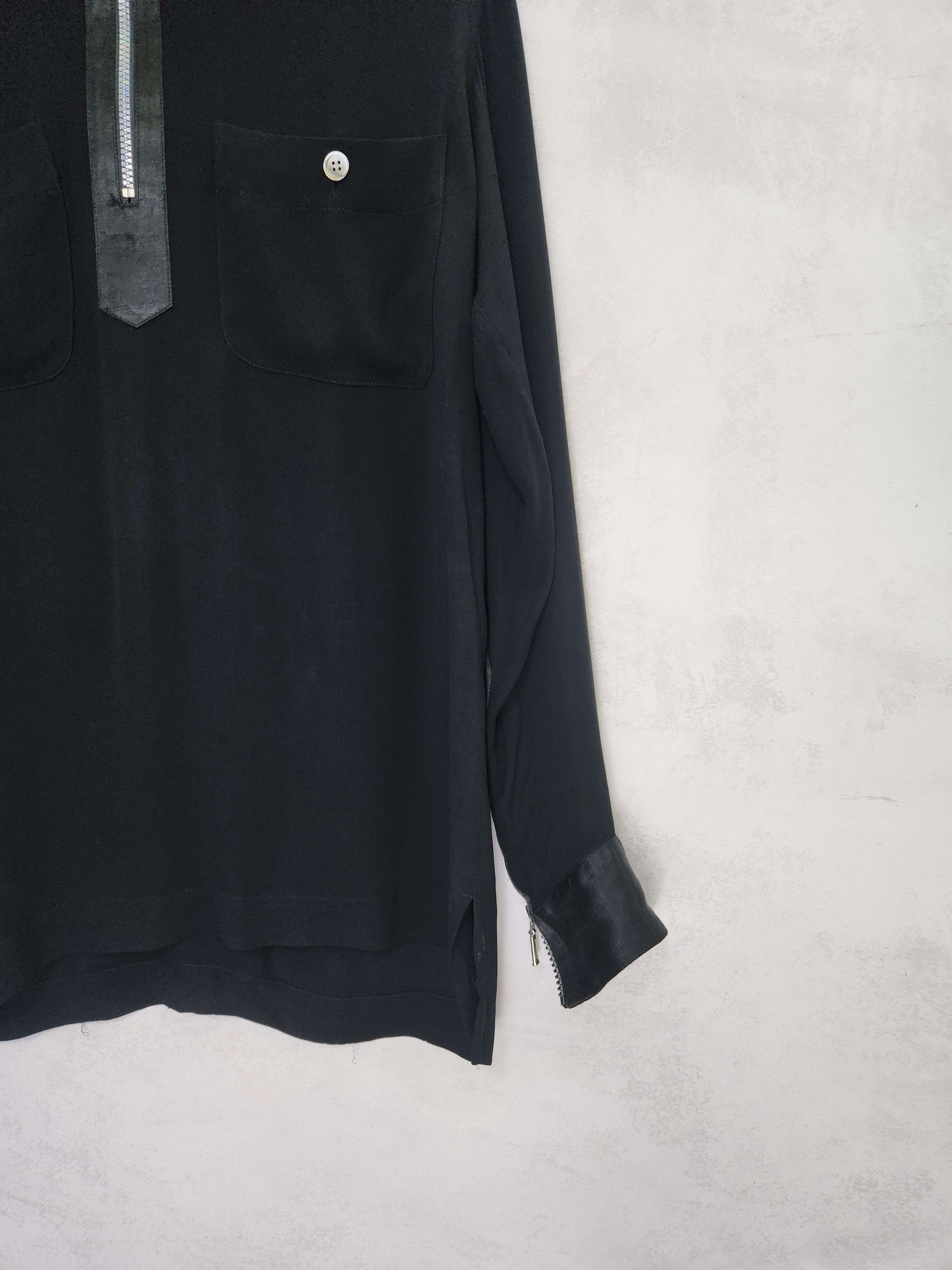 Issey Miyake Issey miyake black cupro 1/3 zip blouse shirt size M Size M / US 6-8 / IT 42-44 - 3 Thumbnail