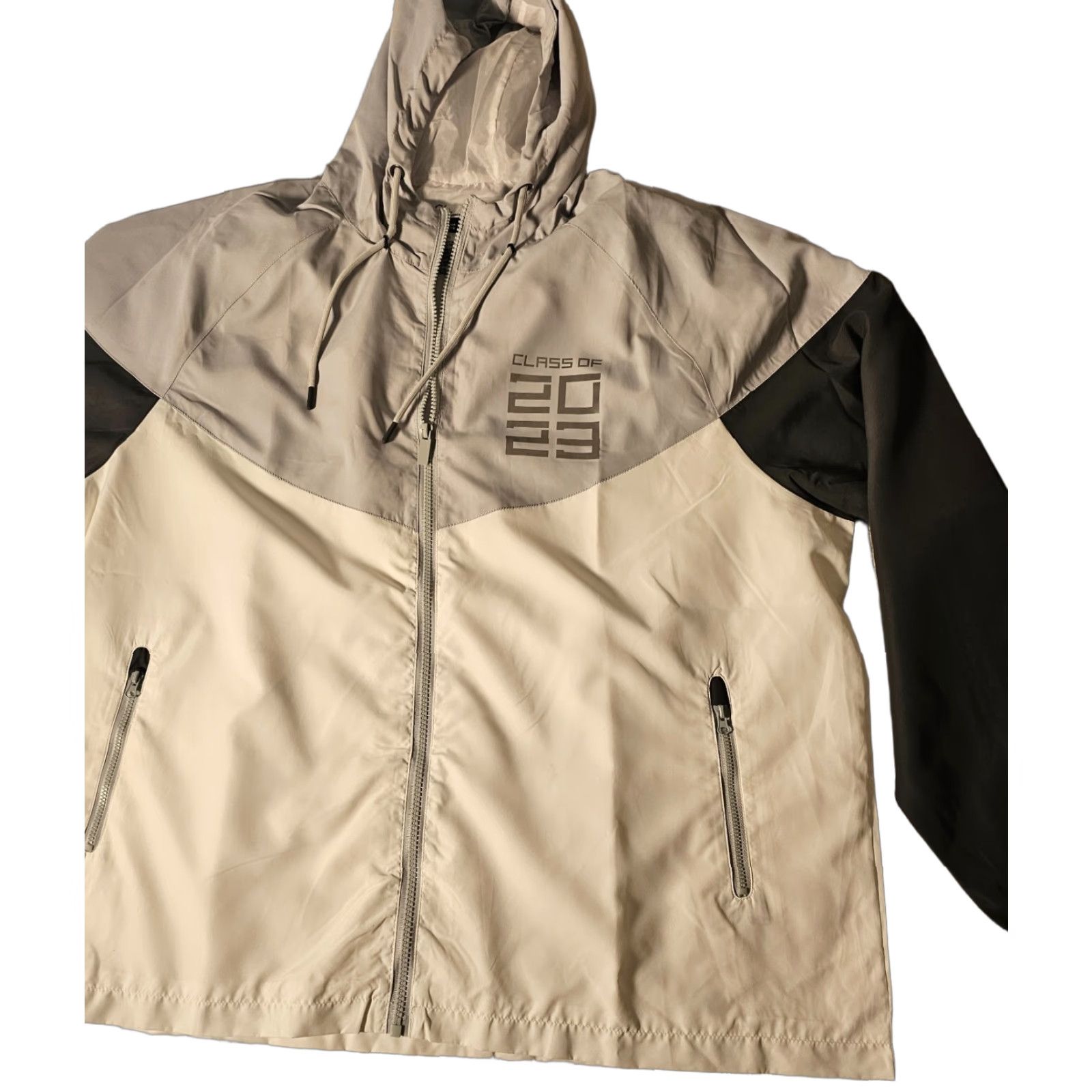 Vintage Herff Jones Windbreaker Jacket XL Hooded Full Zip White Gray Class of 2023 Size US XL / EU 56 / 4 - 1 Thumbnail