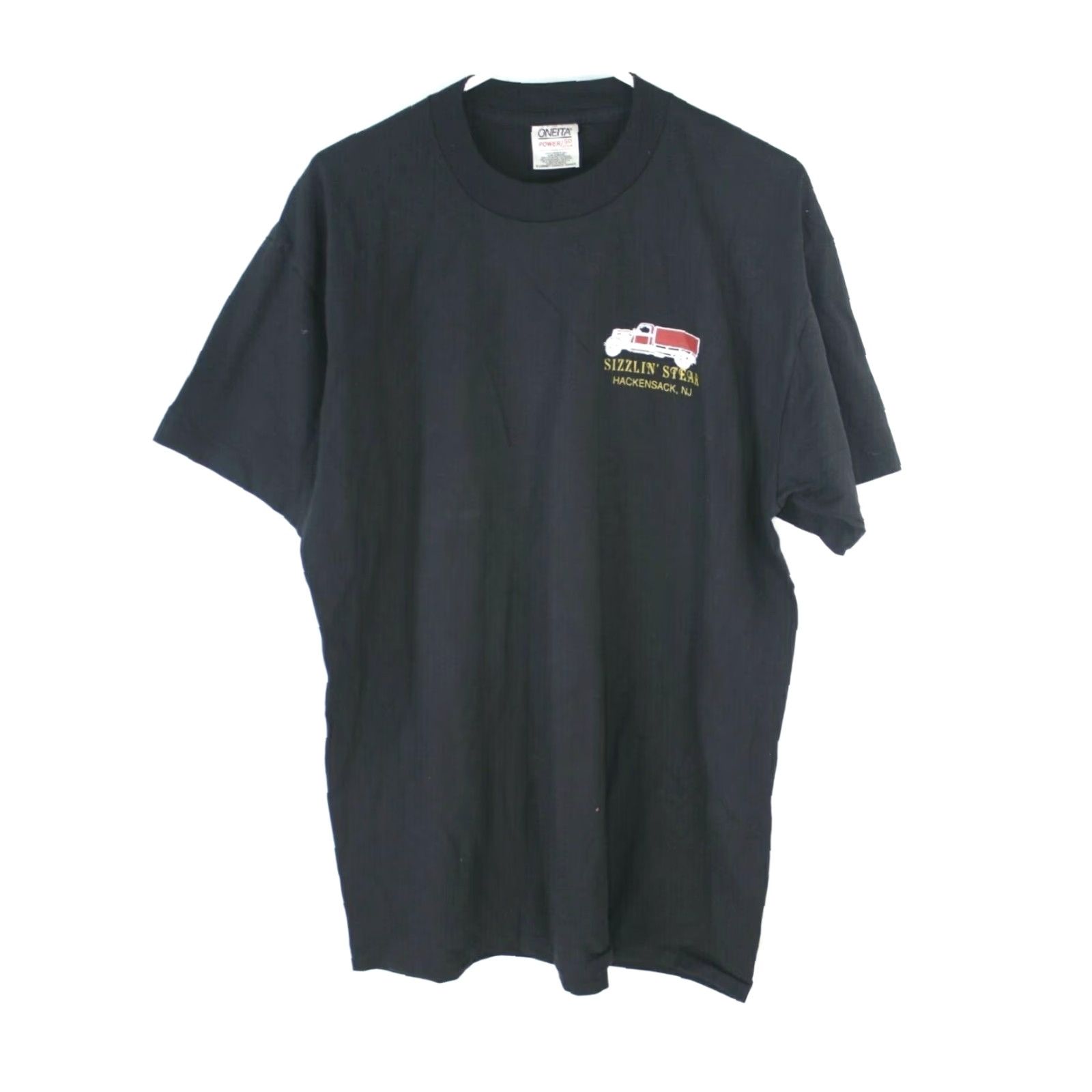 Vintage VINTAGE Sizzlin Steak Mens T-Shirt Short Sleeve Black XL 60% Cotton 40% Polyester Crew Neck Single Stitch Graphic Print Pullover Regular Fit US Seller Size US XL / EU 56 / 4 - 2 Thumbnail