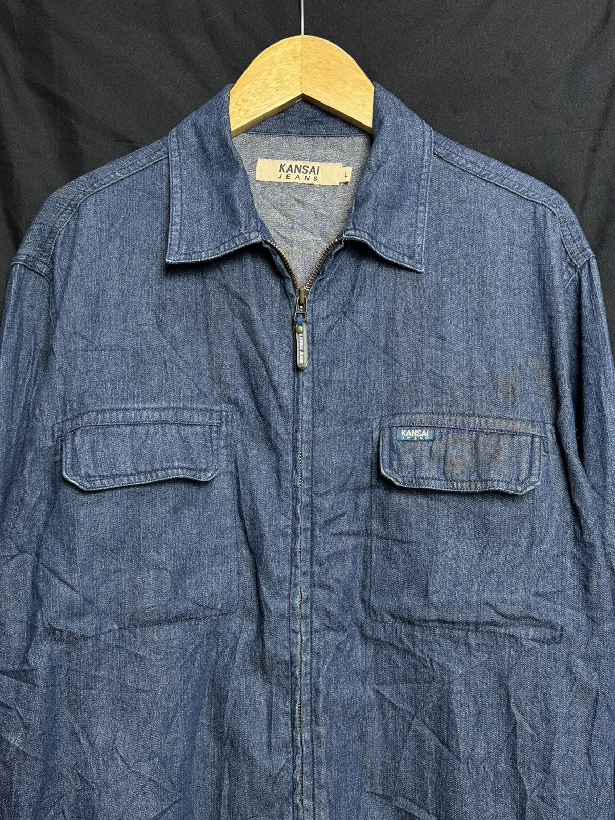 Kansai Yamamoto × Y's for Men × Yohji Yamamoto Denim Zipper Shirt Kansai Size US L / EU 52-54 / 3 - 4 Thumbnail