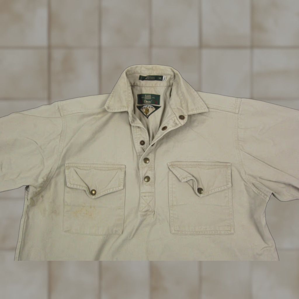 Orvis VINTAGE Orvis Shirt Mens MT Khaki Brown Nylon Polyester Cotton Canvas Button-Up Pockets Classic Outdoor 70s 80s? Size US M / EU 48-50 / 2 - 1 Thumbnail
