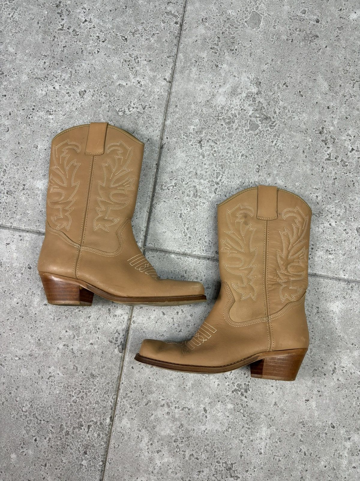 Rare Leather Western Cowboy Boots Japanese Style Y2K 2000s