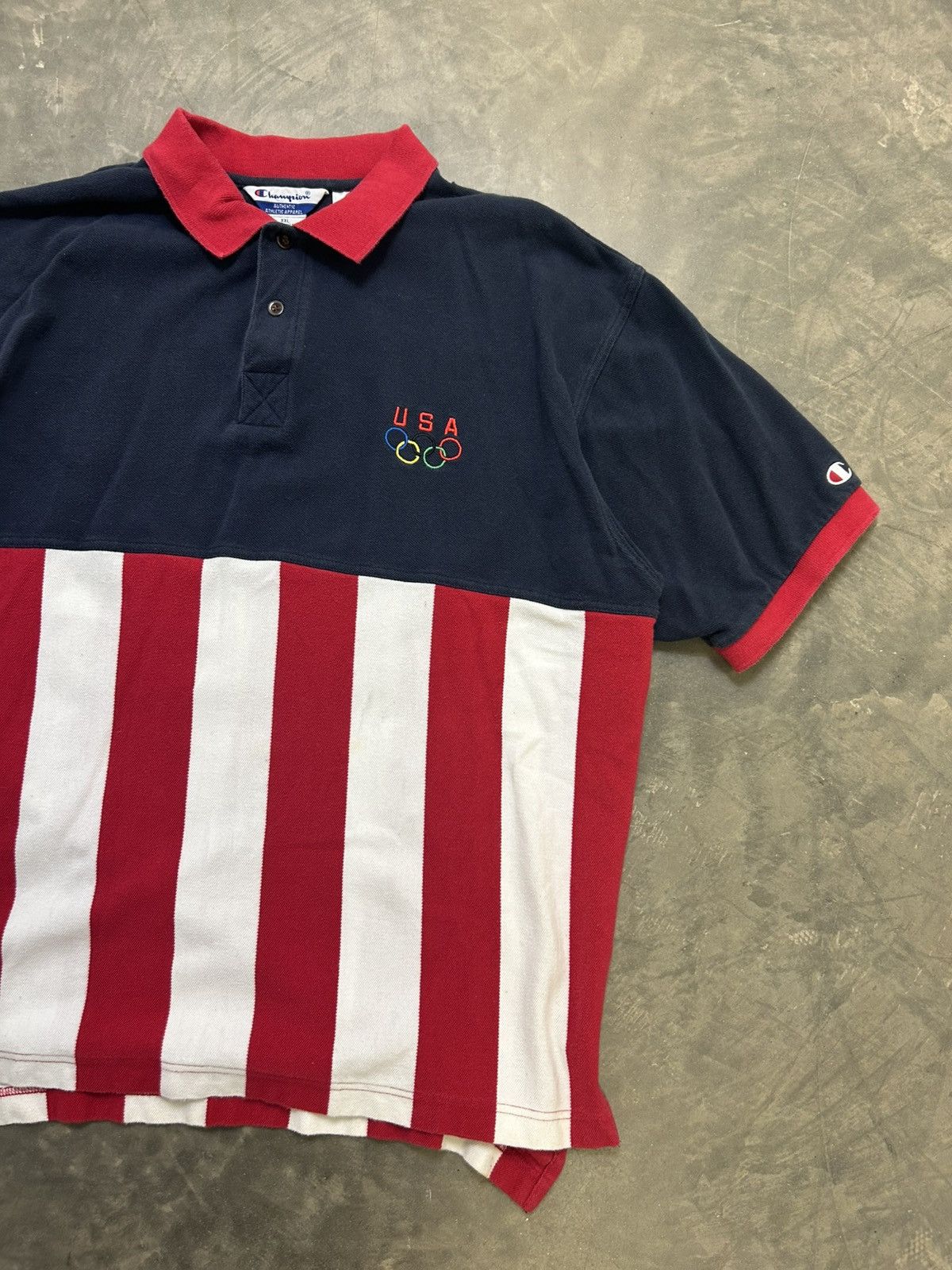 Champion × Vintage USA Olympics Flag Champion Vintage Polo Shirt Size US XXL / EU 58 / 5 - 2 Thumbnail