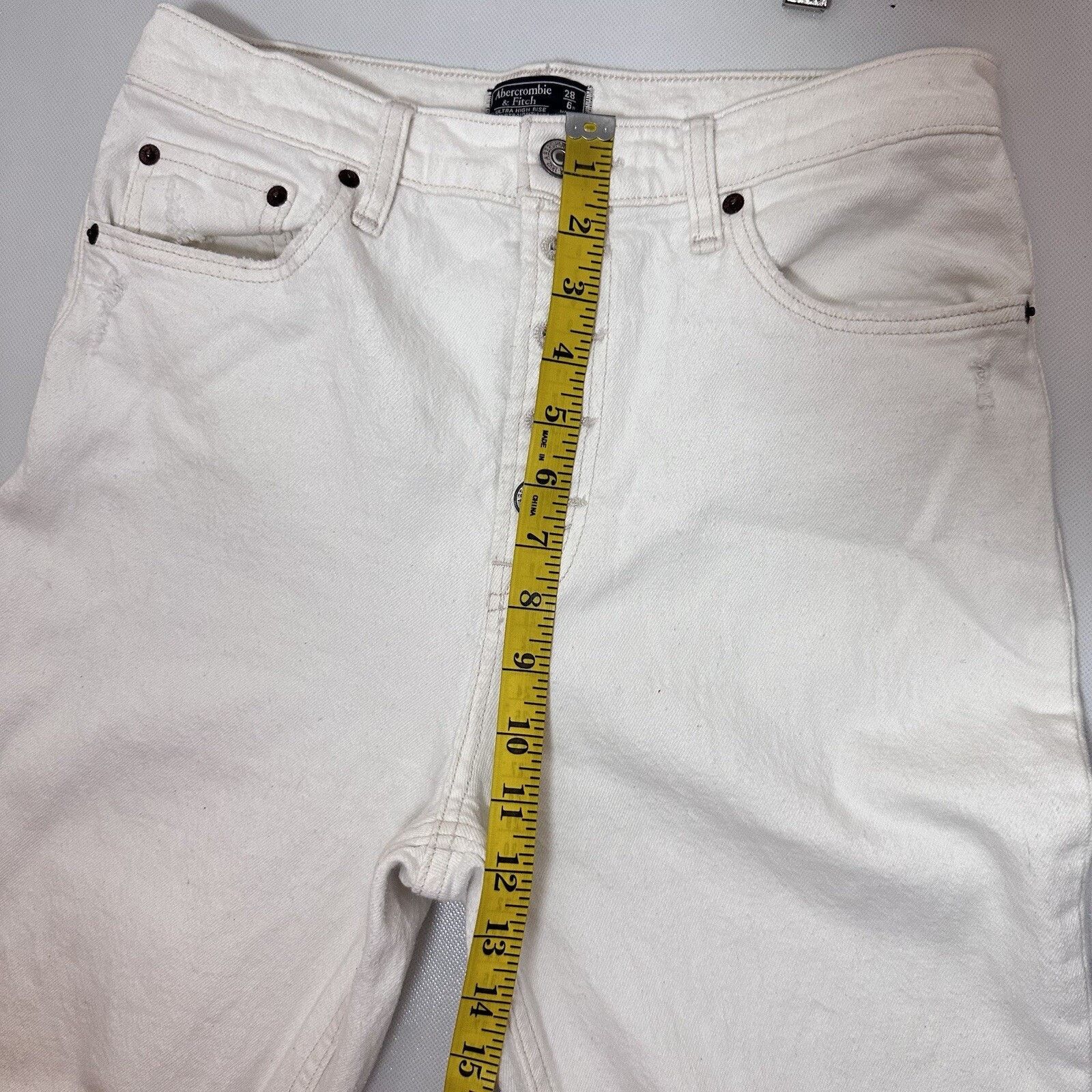 Abercrombie & Fitch Abercrombie Fitch Ultra High Rise Straight Jeans Button Fly Size 28" / US 6 / IT 42 - 6 Thumbnail