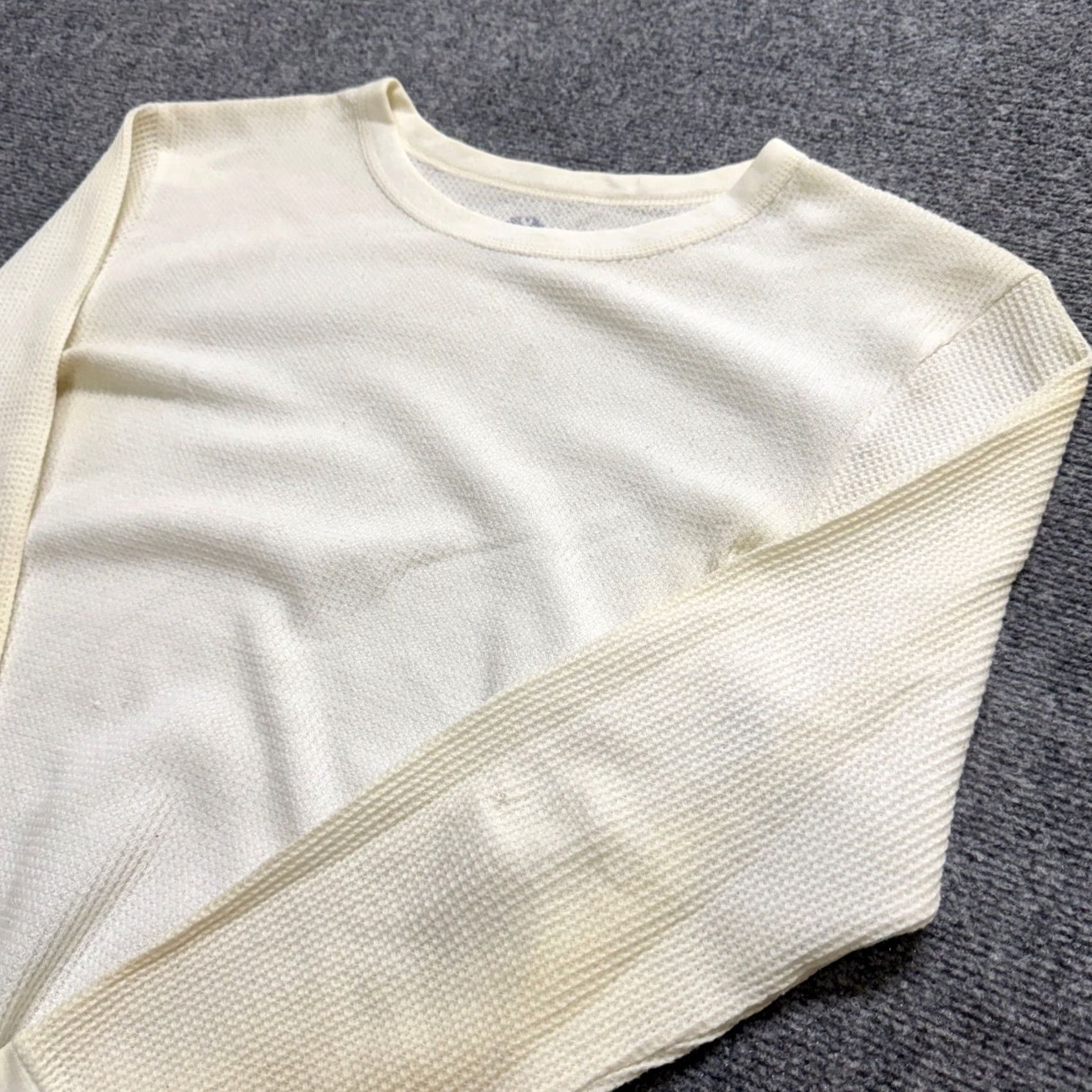 Fruit Of The Loom Fruit Of The Loom Thermal Long Sleeve Shirt Men M White Cotton Distressed Stained Size US M / EU 48-50 / 2 - 2 Thumbnail