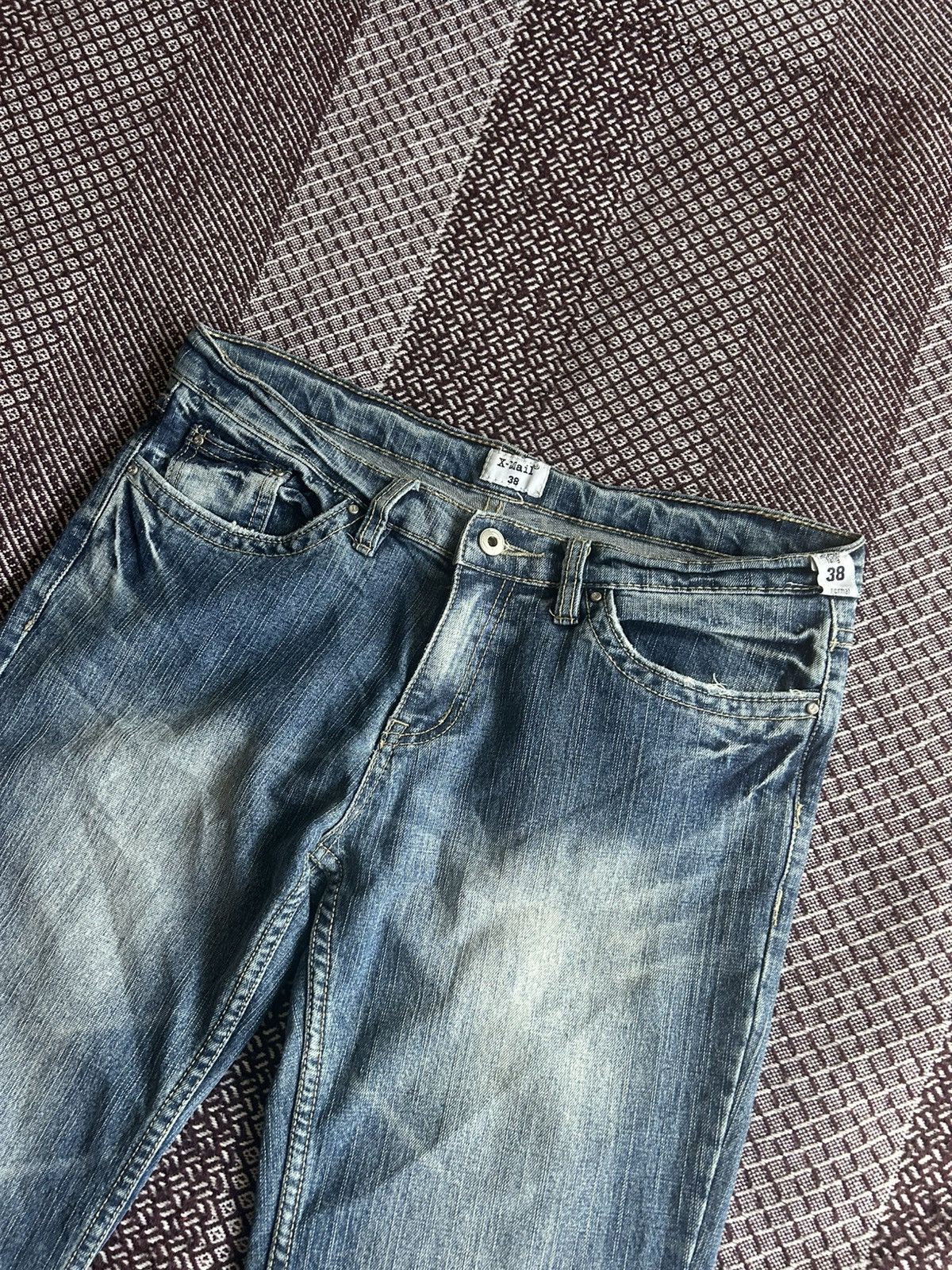 Japanese Brand Vintage X-Mail Japanese Style Faded Jeans Flared Size 38 Y2K Size 28" / US 6 / IT 42 - 6 Thumbnail