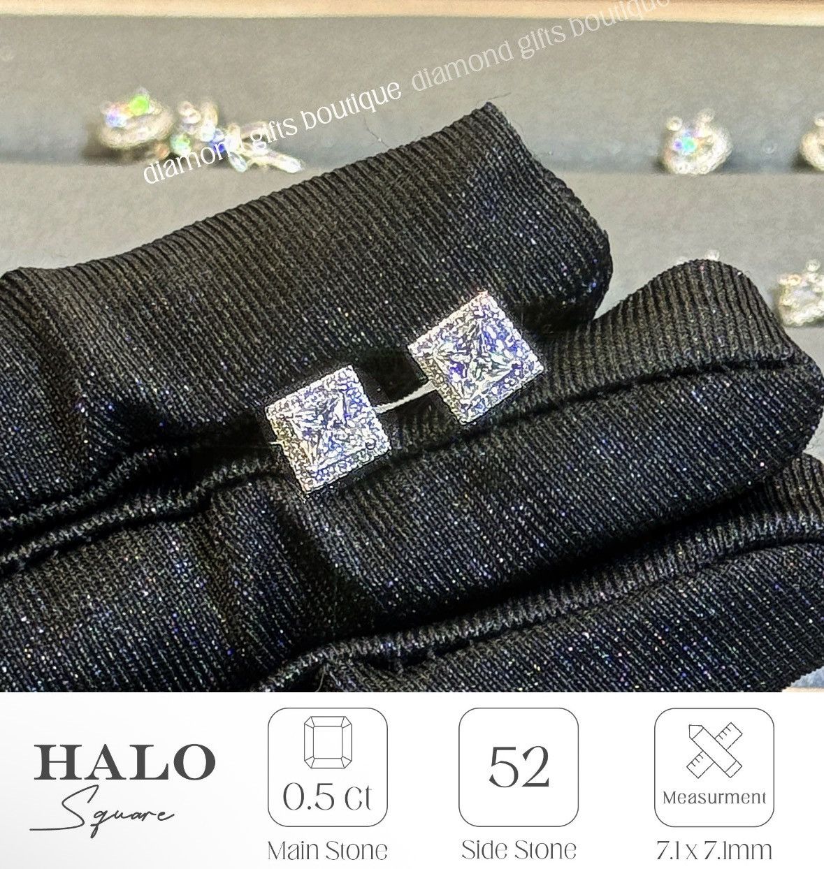 Other double halo square earrings Size ONE SIZE - 1 Preview