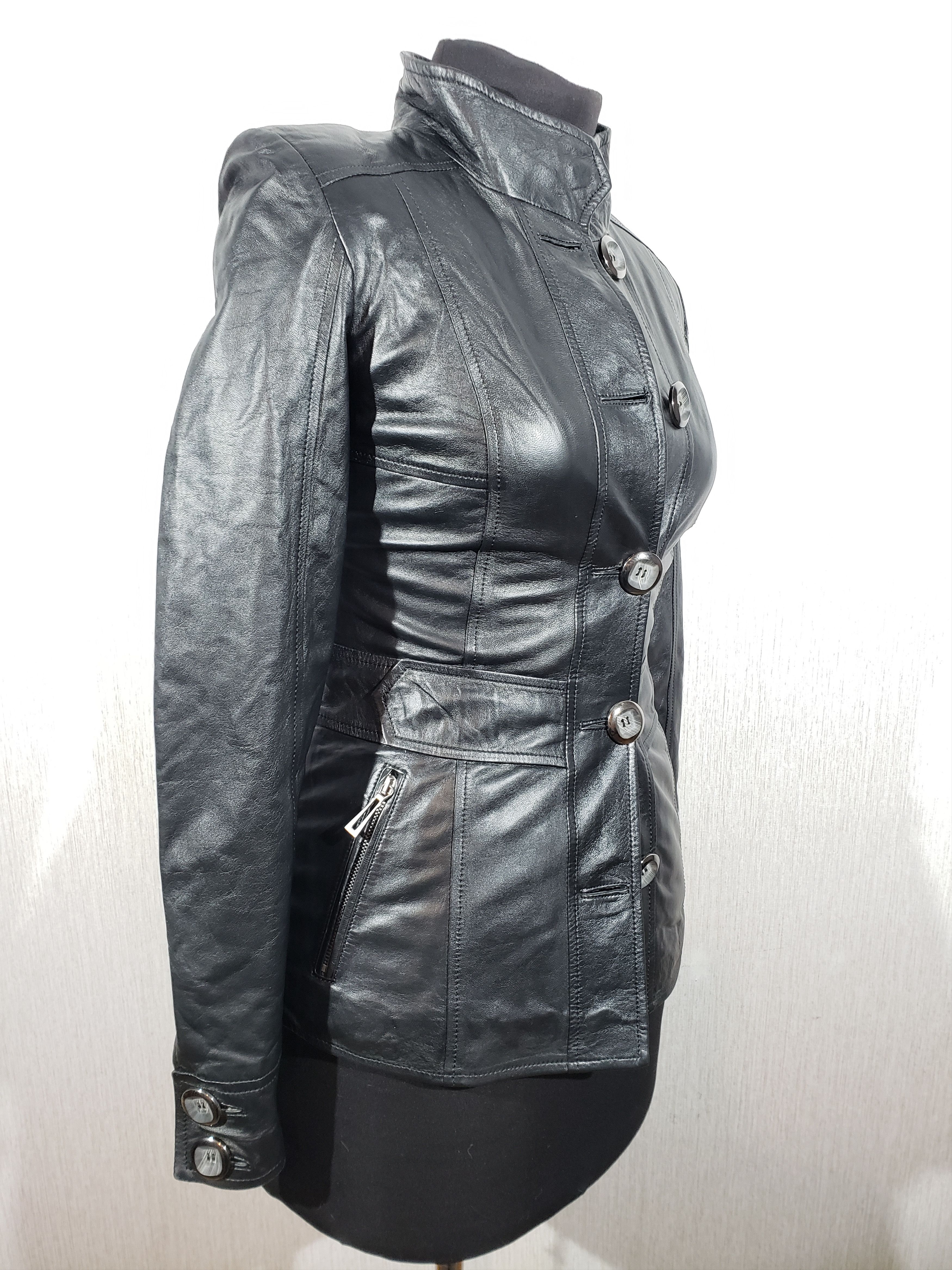 Other Stylish women's leather jacket with buttons. Size XS / US 0-2 / IT 36-38 - 3 Thumbnail