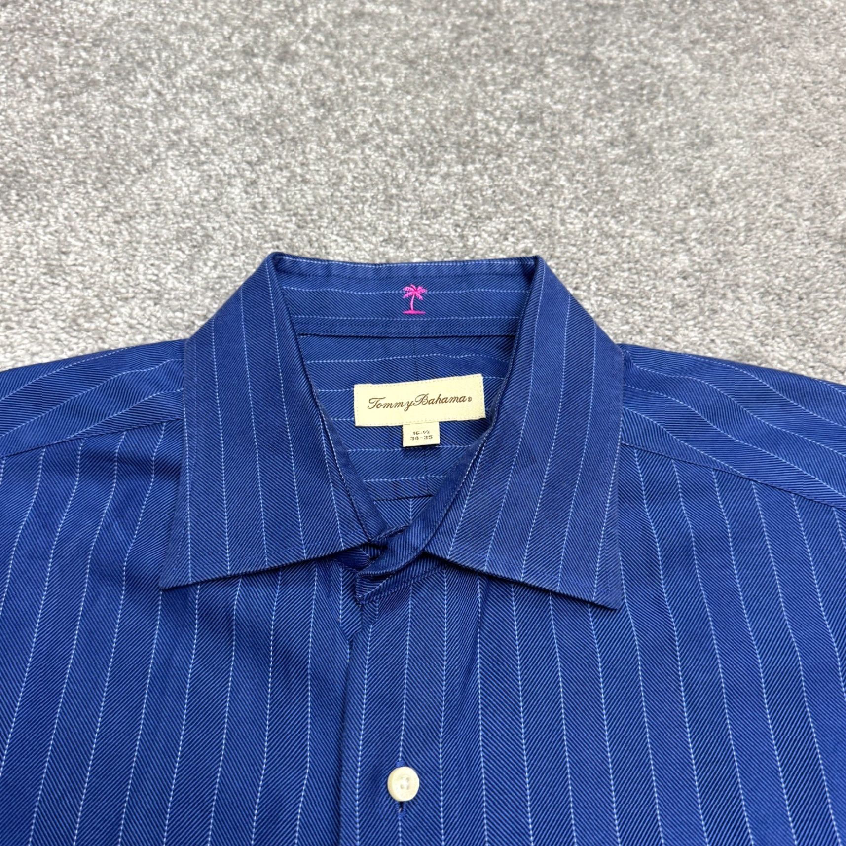 Tommy Bahama VINTAGE Tommy Bahama Button-Up Shirt Mens Regular Blue Striped Herringbone Classic 16.5 34/35 SS? Size US S / EU 44-46 / 1 - 3 Thumbnail