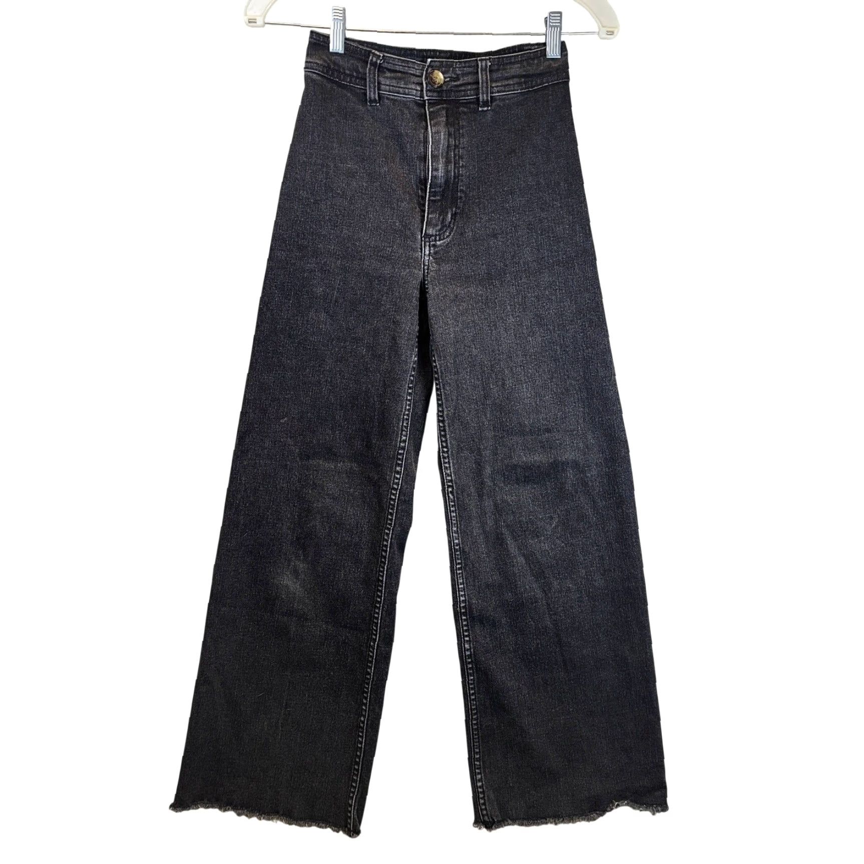 Billabong VINTAGE Billabong Jeans 2000s Women 24 Black Free Fall High-Waist Wide Leg Flare Raw Hem Size 42" / US 20 - 2 Thumbnail
