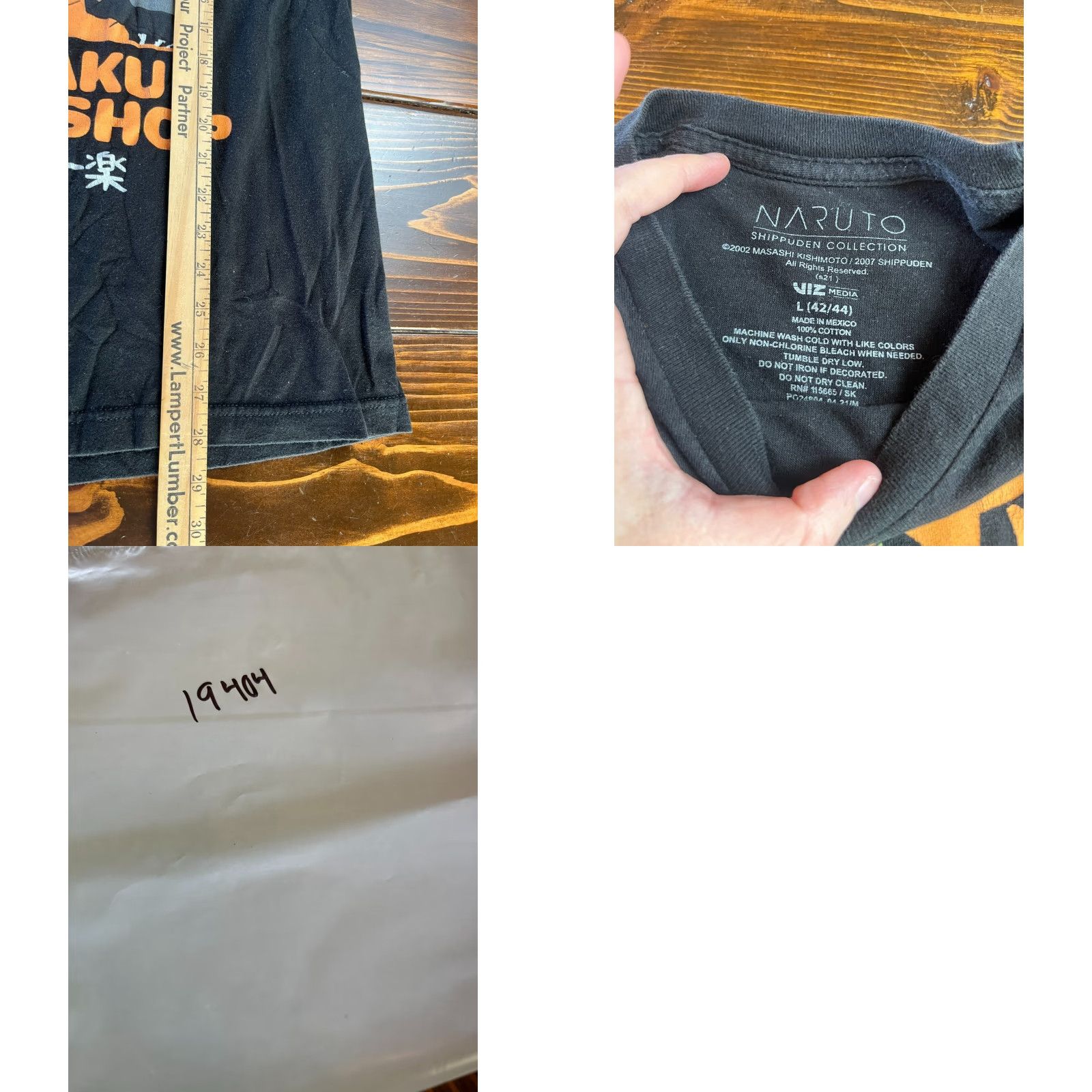 Vintage Naruto Shirt Men's Large Black ICHIRAKU Ramen Shop Graphic Tee Size US L / EU 52-54 / 3 - 8 Thumbnail