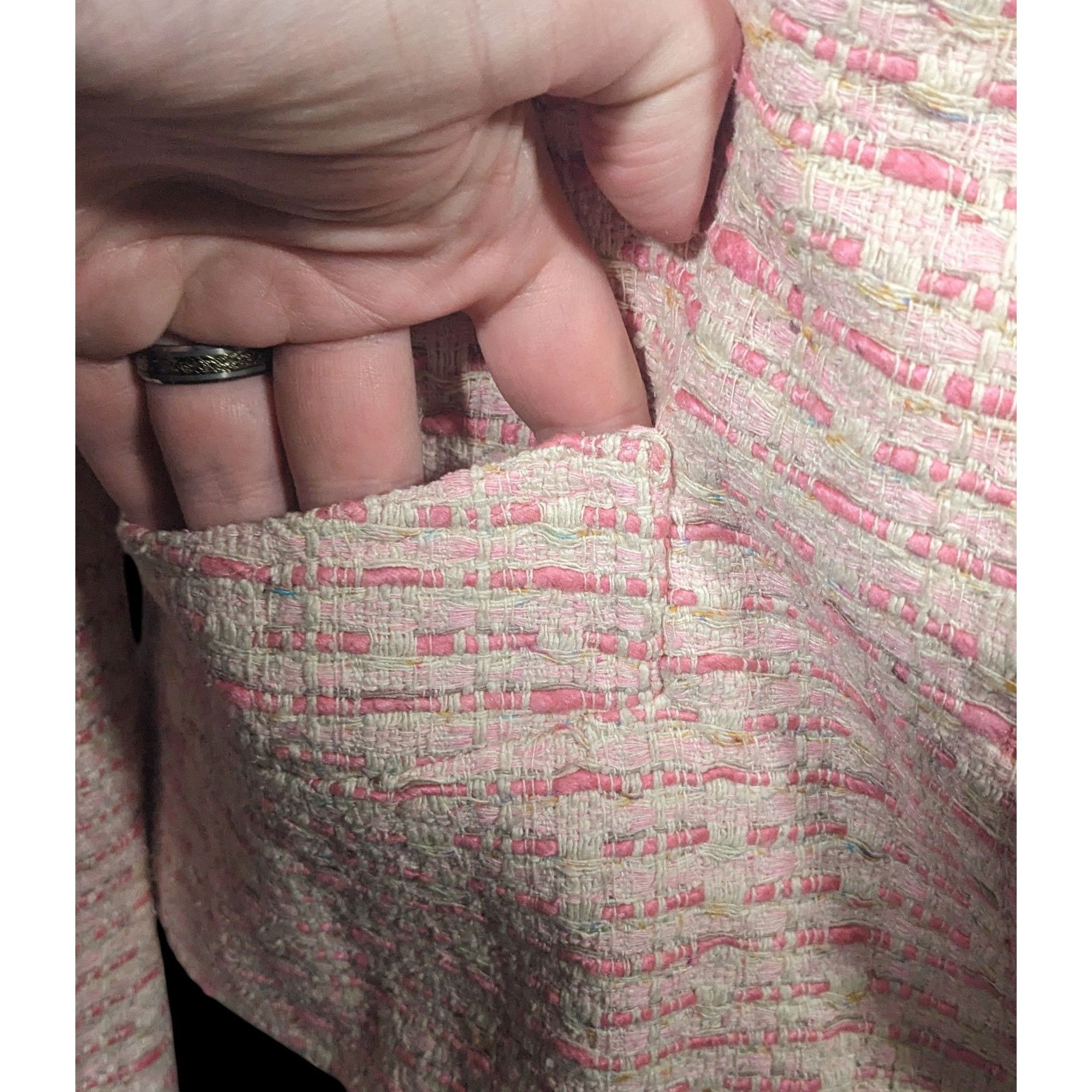 Other Vintage Textured Pink And White Woven Button Front Blazer Size M / US 6-8 / IT 42-44 - 4 Thumbnail