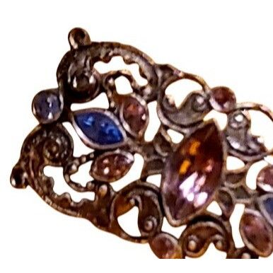 Other Perfect Silver Scrolled Pink and Blue Crystals! Lovely Vinta Size ONE SIZE - 3 Thumbnail
