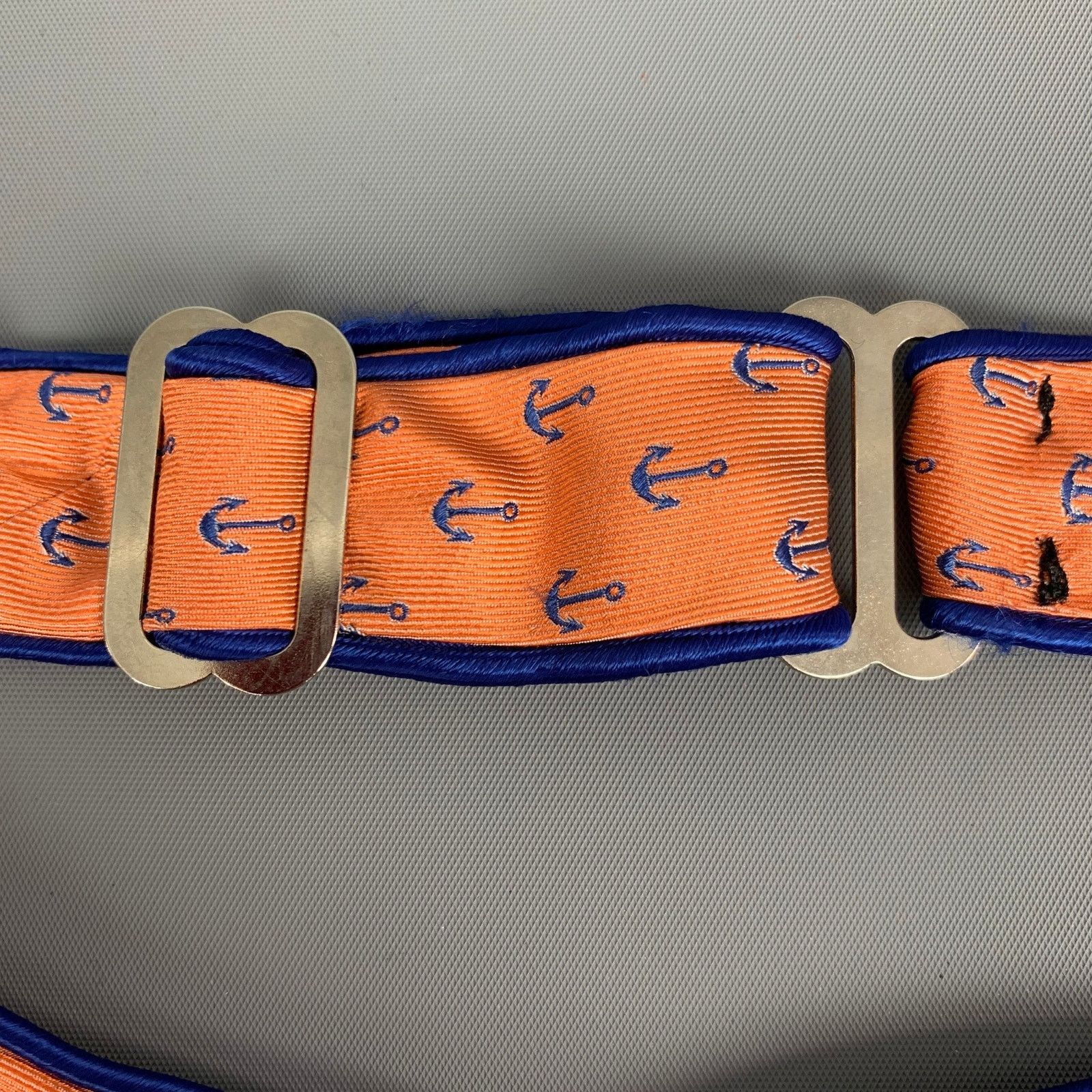 Other MICHAEL LAMONT Orange Navy Anchor Silk Adjustable Bow Tie Size ONE SIZE - 2 Thumbnail