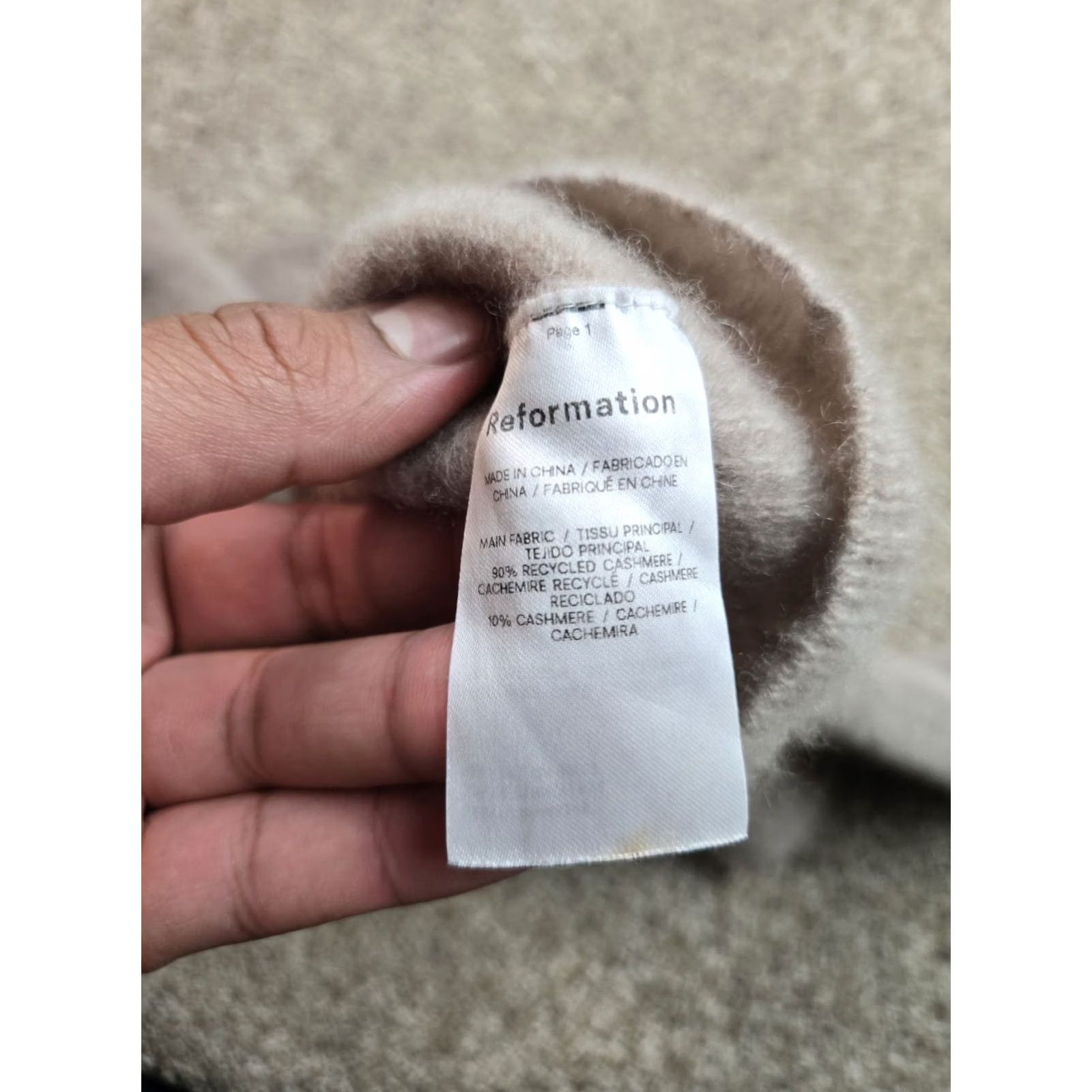 Reformation VINTAGE Reformation Sweater Womens M Beige Cashmere Long Sleeve Round Neck Read* Size M / US 6-8 / IT 42-44 - 6 Thumbnail