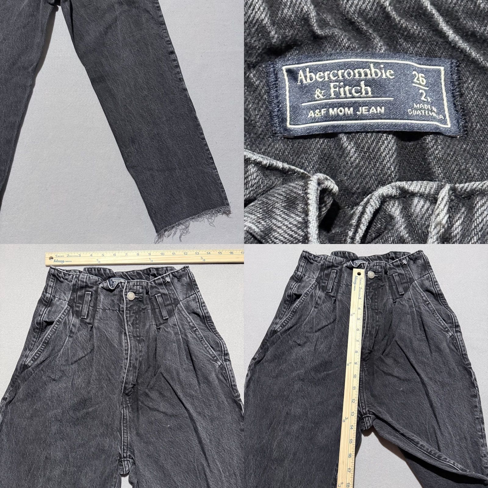 Abercrombie & Fitch Abercrombie & Fitch Mom Paperbag Jeans Womens Denim High Rise Frayed Tapered - 2 Size 26" / US 2 / IT 38 - 8 Thumbnail