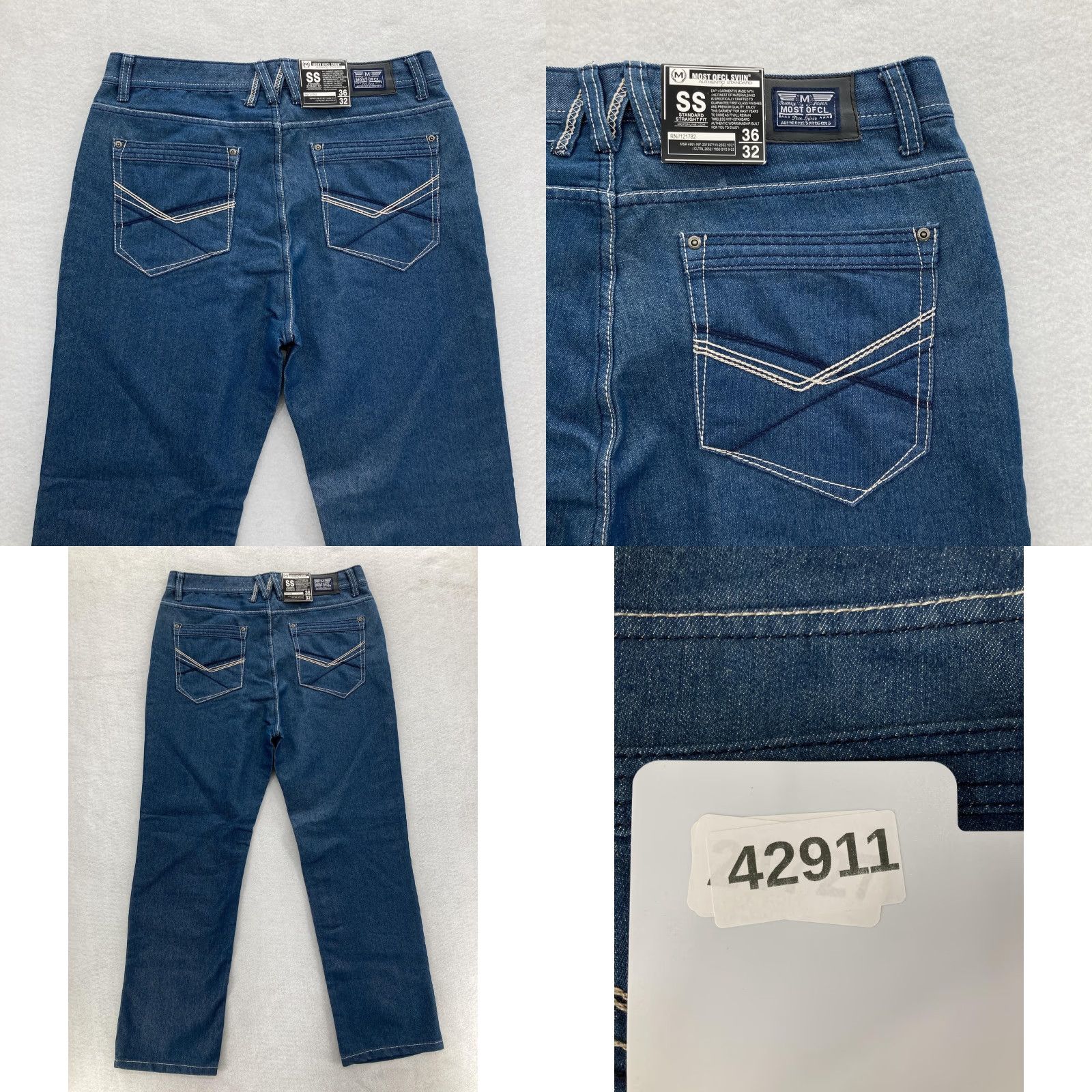 Denime Most Ofcl Sviin Jeans Mens 36x32 Blue Standard Straight Fit Denim 5 Pocket MO7 Size US 36 / EU 52 - 9 Thumbnail