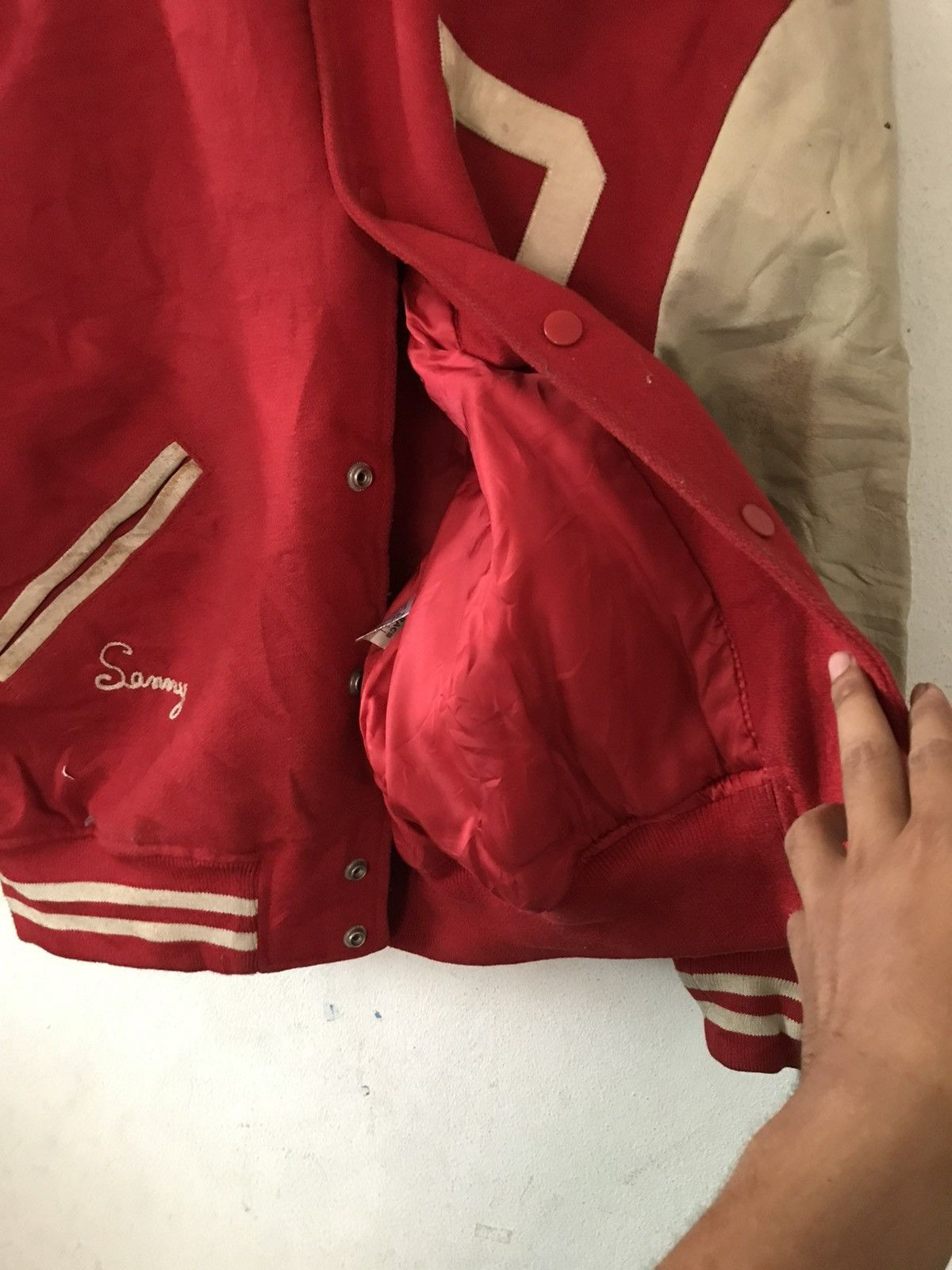 Leather Vintage D.GRACE VARSITY JACKET Size US M / EU 48-50 / 2 - 5 Thumbnail