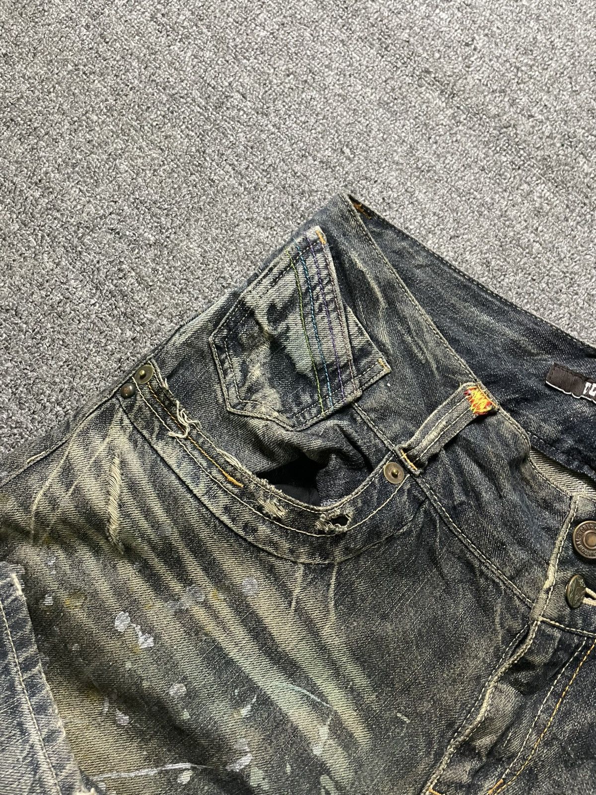 Japanese Brand ULTIMAX PAINT SPLASHED FLARED JEANS (103) Size US 34 / EU 50 - 9 Thumbnail