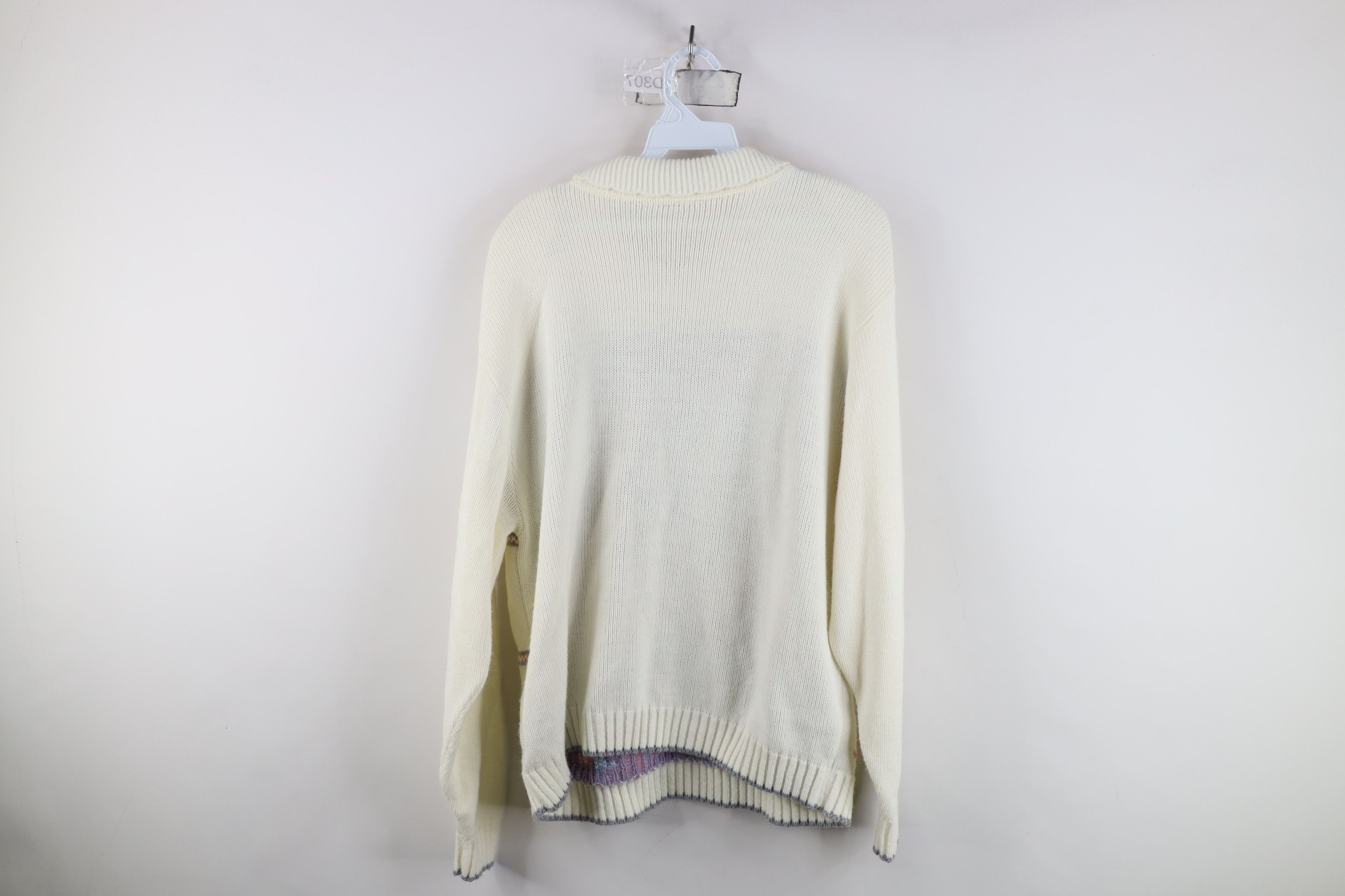 Vintage Vintage 90s Cottagecore Flower Knit Collared Sweater USA Size L / US 10 / IT 46 - 9 Thumbnail