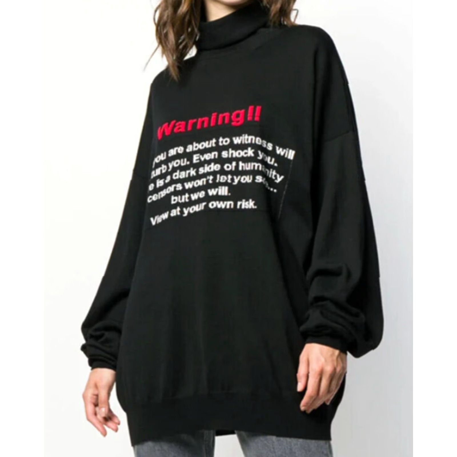 Vetements VETEMENTS Unisex Adult Turtle-Neck Sweater M Merino Wool Black Pullover Knit 100% Merino Wool Designer Streetwear, Oversized, Italy, 1990s? Size US M / EU 48-50 / 2 - 3 Thumbnail