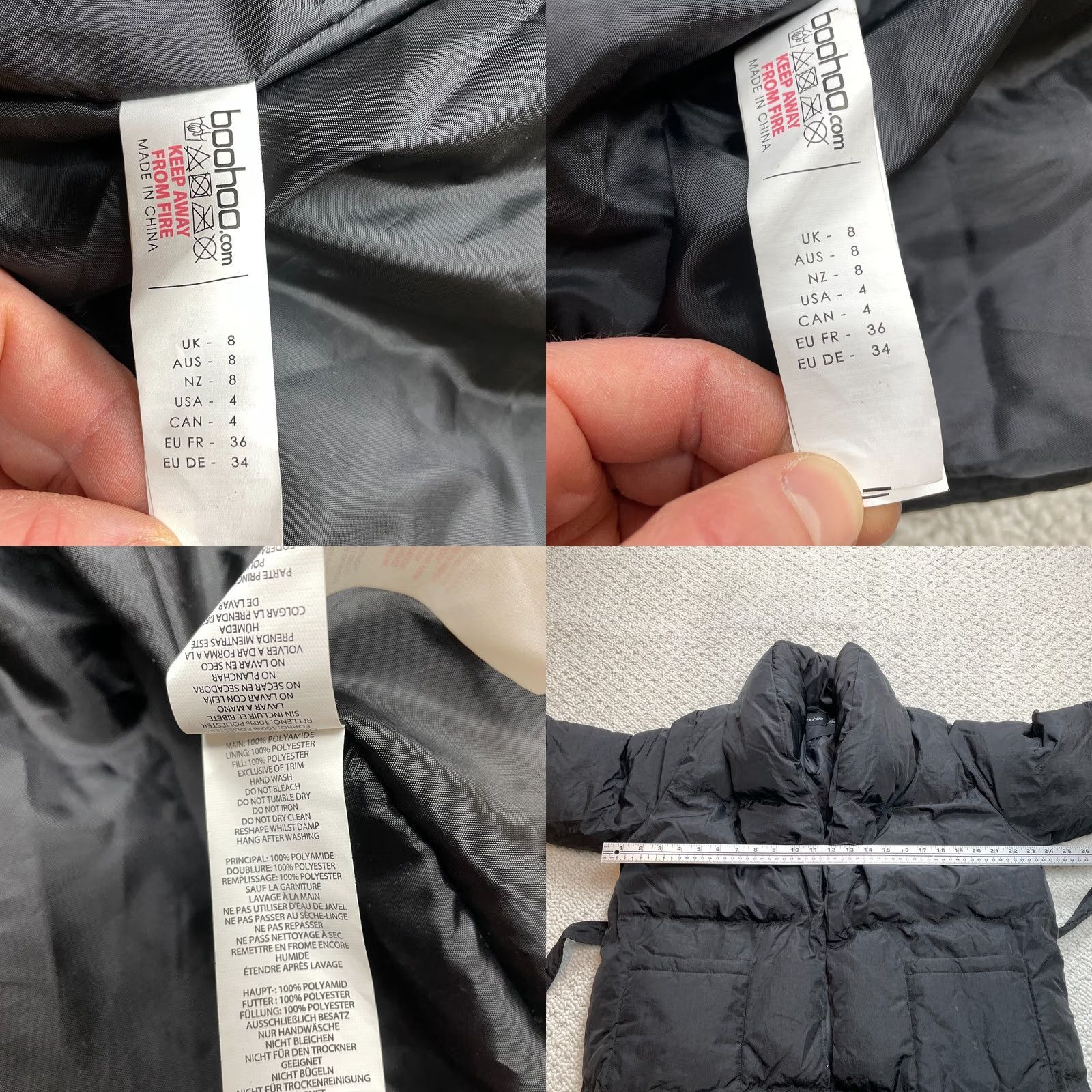 Boohoo VINTAGE Boohoo Puffer Jacket Womens 4 Long Polyester Solid Pockets Black Size 4 Regular Womens Size S / US 4 / IT 40 - 8 Thumbnail