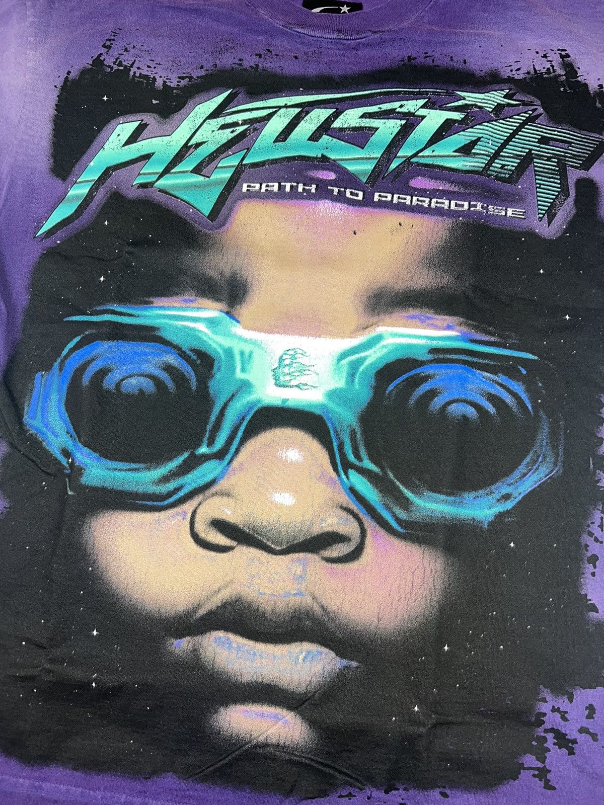 image of Hellstar Goggles T-Shirt in Purple, Men's (Size Large)