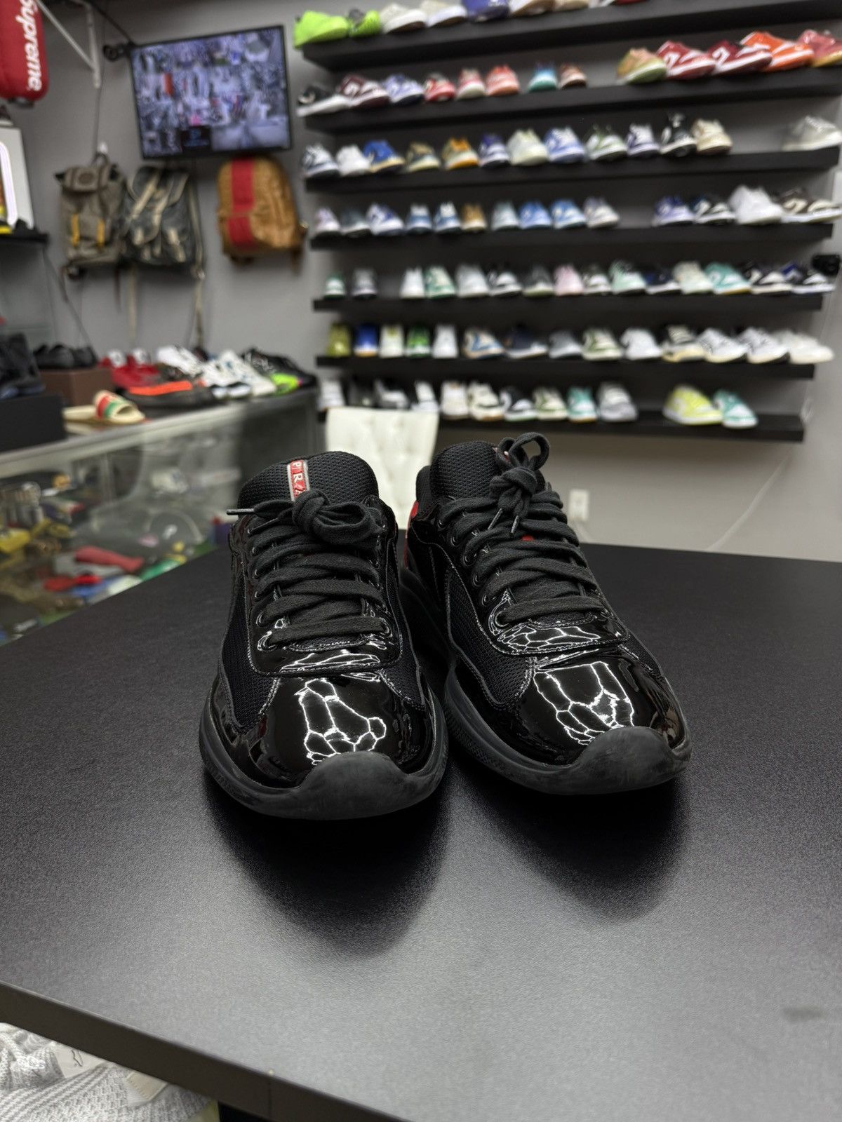 Prada Prada Americas Cup Sneaker Black Red Size 11 US 10 Prada Size US 11 / EU 44 - 7 Thumbnail