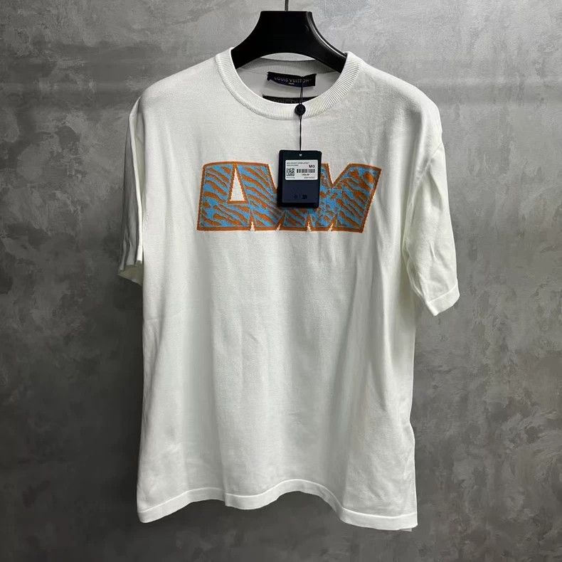 Louis Vuitton White monogrammed intarsia T-shirt with shor