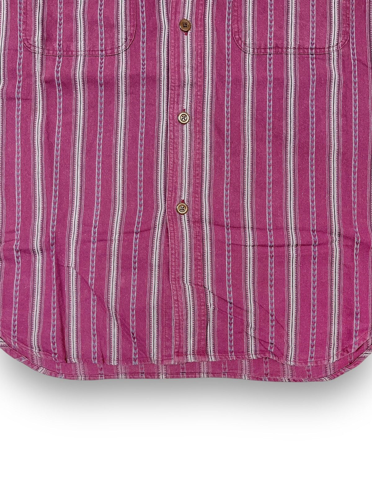 Japanese Brand Sharkey’s Japan Double Pocket Pattern Striped Shirt Size US L / EU 52-54 / 3 - 5 Thumbnail
