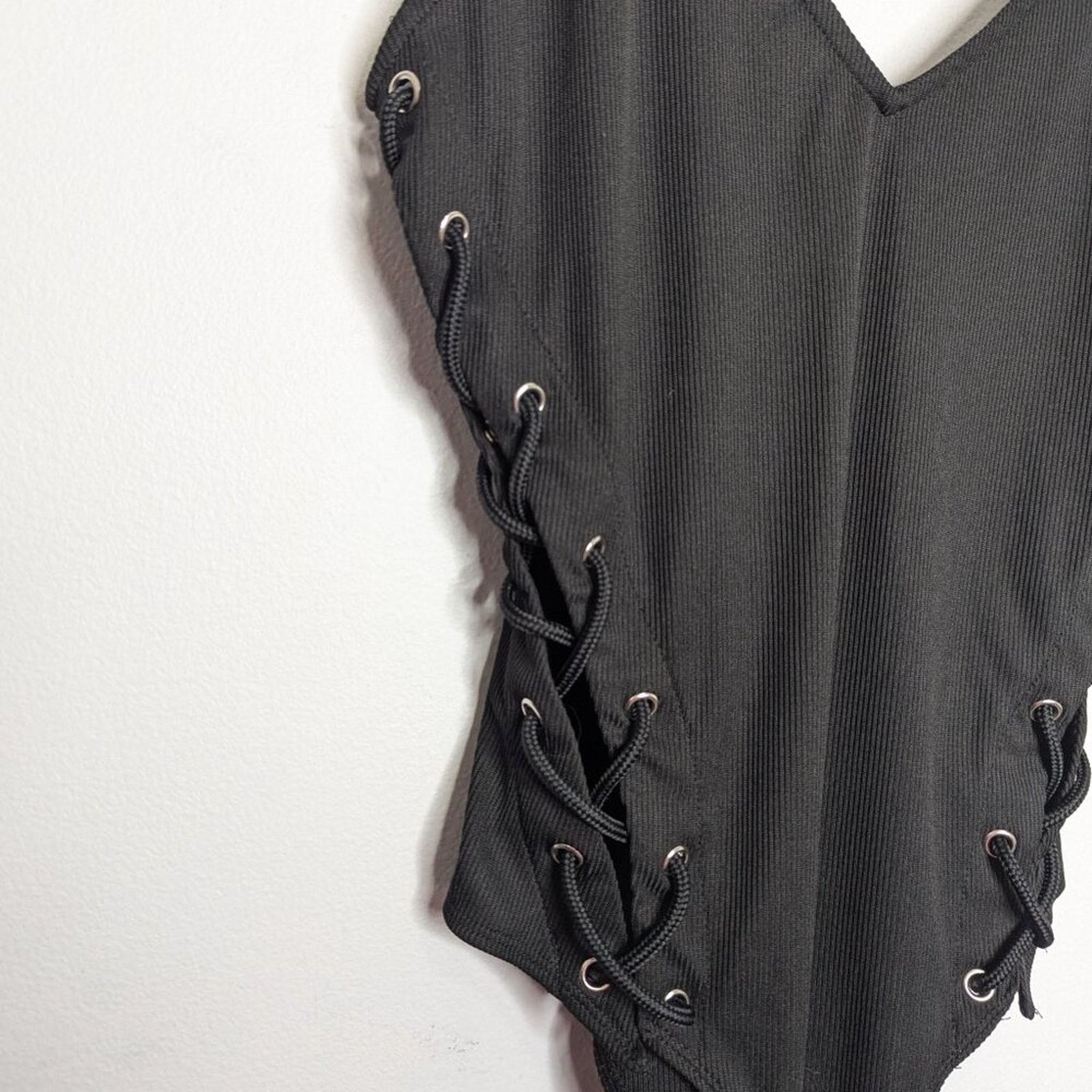 Forever 21 Forever 21 Dukes Of Dallas Ribbed Bodysuit Lace Up Sides Size L / US 10 / IT 46 - 9 Thumbnail