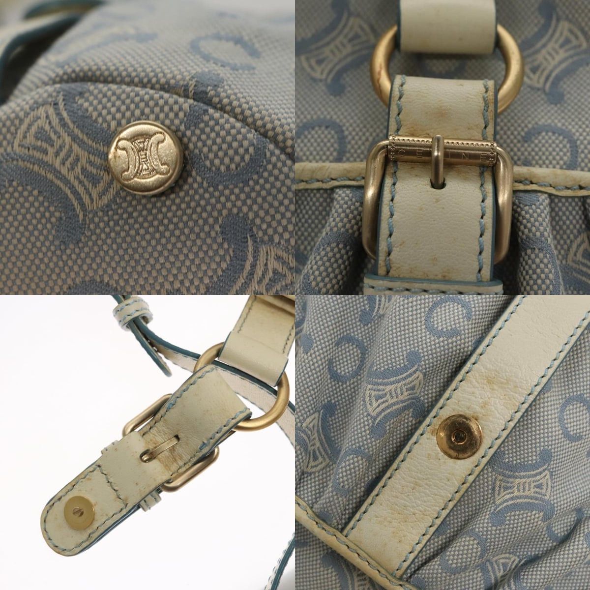 Celine CELINE C Macadam Canvas Shoulder Bag Light Blue Size ONE SIZE - 11 Thumbnail