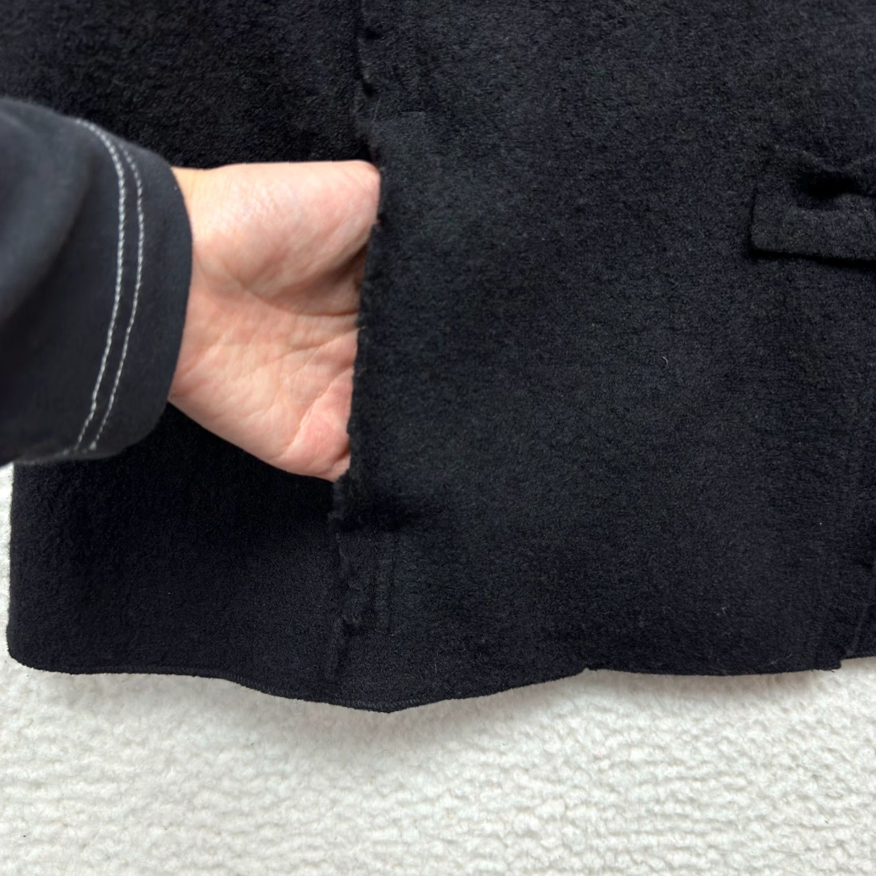 Vintage Chico's Wool Coat Jacket 16 Womens Black Unlined Snap Button Collar Coat Size XXL / US 16-18 / IT 52-54 - 6 Thumbnail