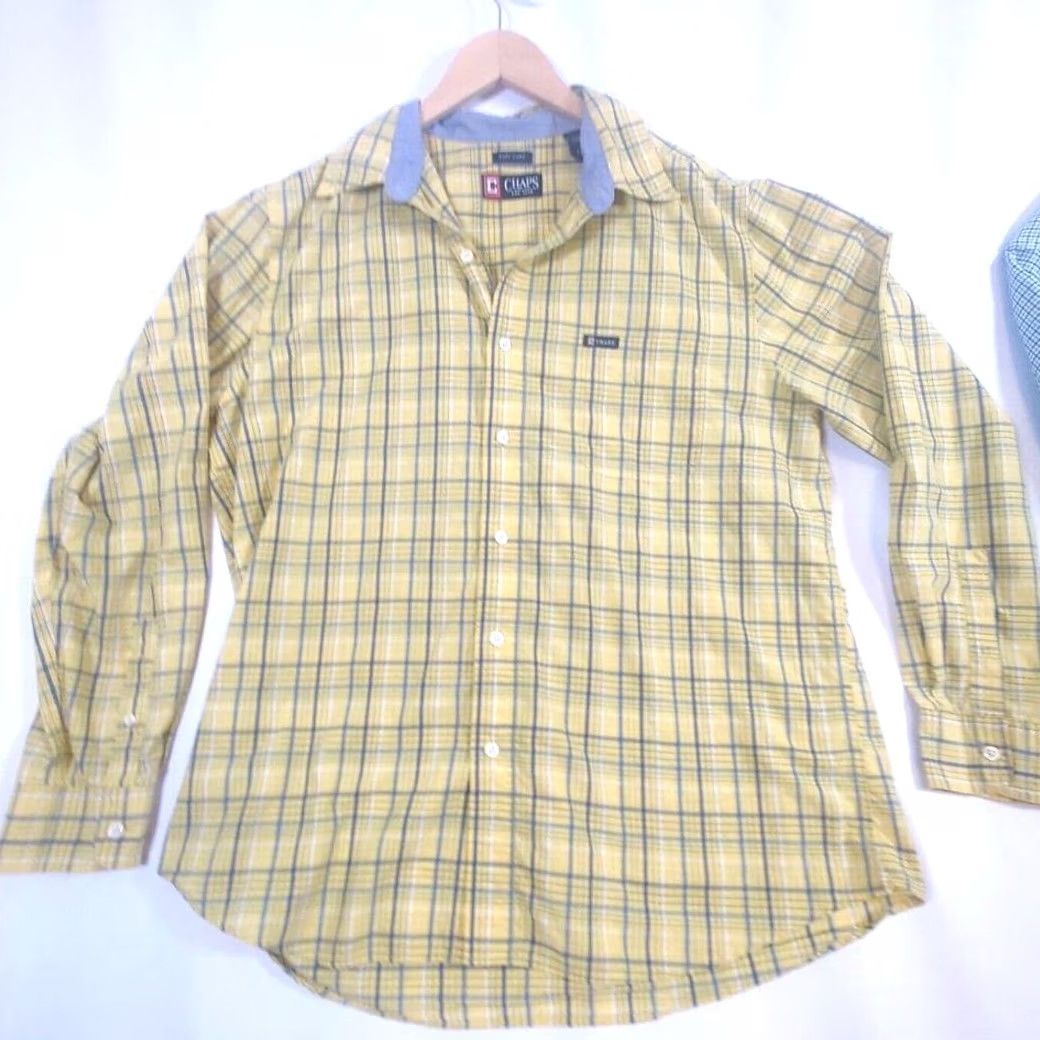Chaps Chaps Shirt Mens Large Yellow Aqua Stretch Easy Care Button Down Pocket Two Size US L / EU 52-54 / 3 - 3 Thumbnail