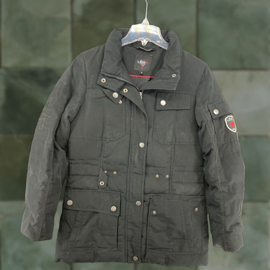 Vintage UTEX Jacket Womens Small Winter Insulated Outdoor Ski - Black - Polyester Softshell Coat - Adult Women - Size S - Anorak - Casual Winter Gear Size S / US 4 / IT 40 - 1 Thumbnail