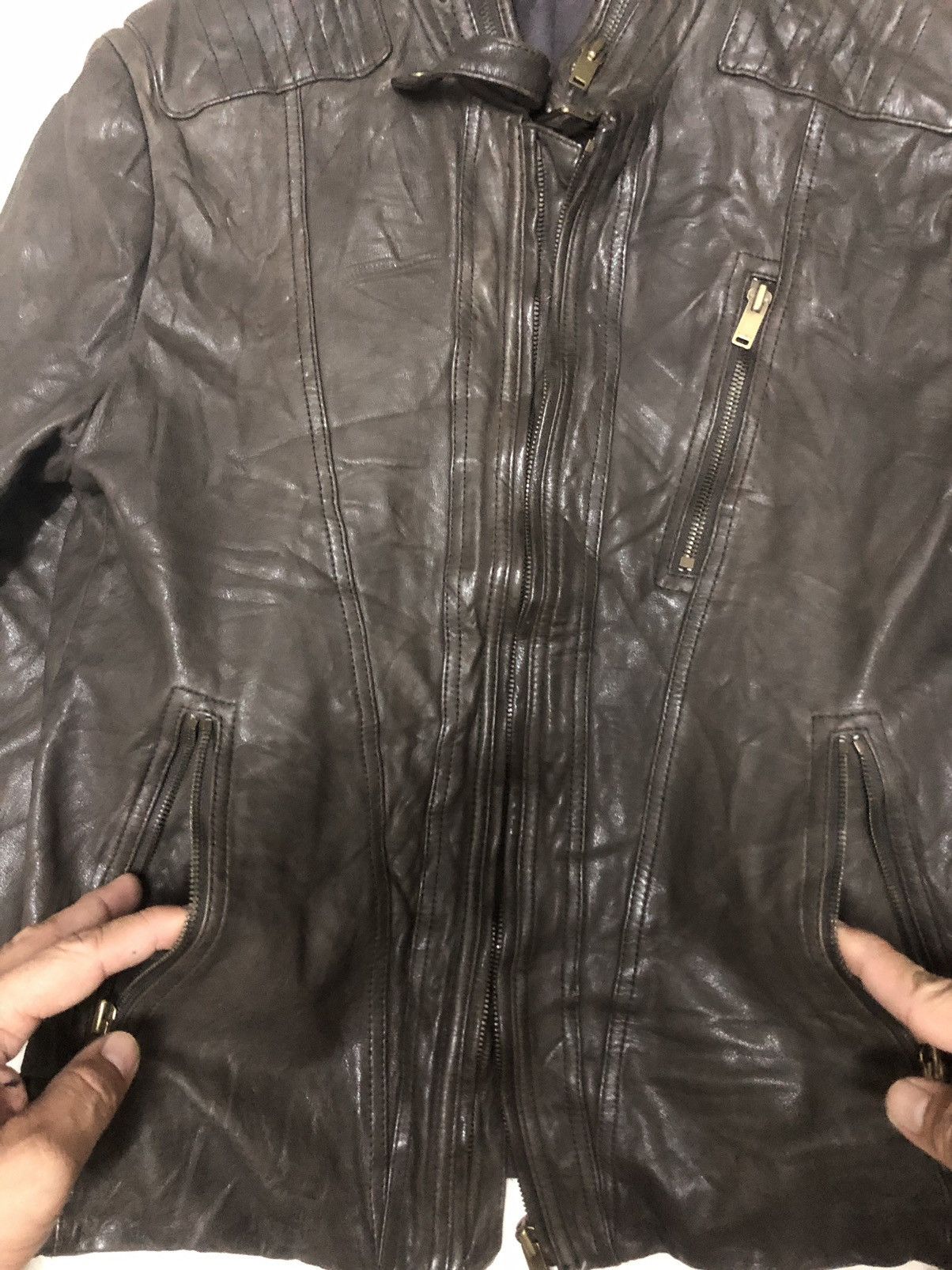 TIME HOMME Vtg leather jacket moto time homme Size US M / EU 48-50 / 2 - 16 Thumbnail