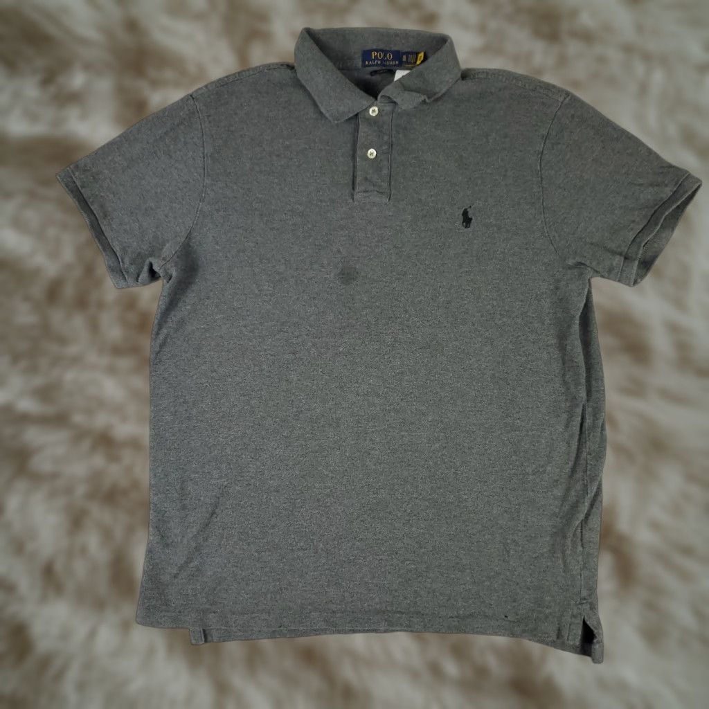Ralph Lauren Ralph Lauren Polo Shirt Adult XL Gray Cotton Short Sleeve Button-Front Logo Mens Size US XL / EU 56 / 4 - 1 Thumbnail