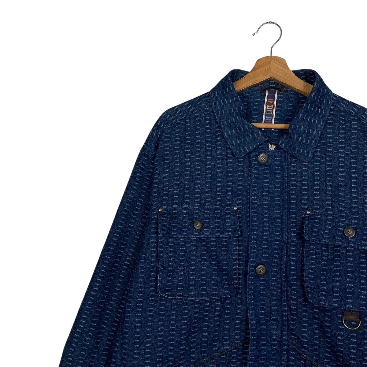 Other Nice Design Jean Louis Pradet Patterned Blue Denim Jacket Size US L / EU 52-54 / 3 - 6 Thumbnail