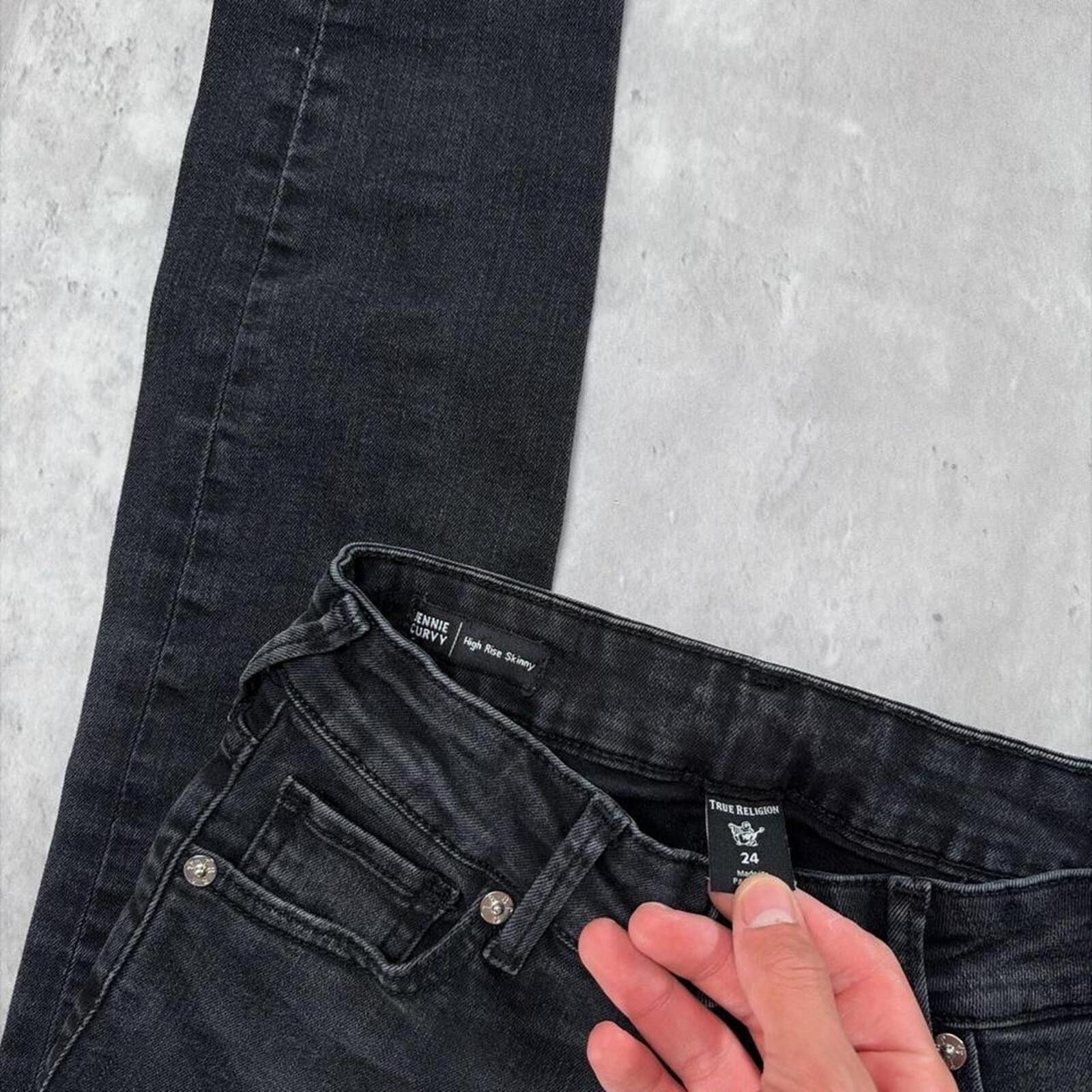True Religion Y2K True Religion Grunge Gothic High Rise Skinny Denim Jeans Size 42" / US 20 - 4 Thumbnail
