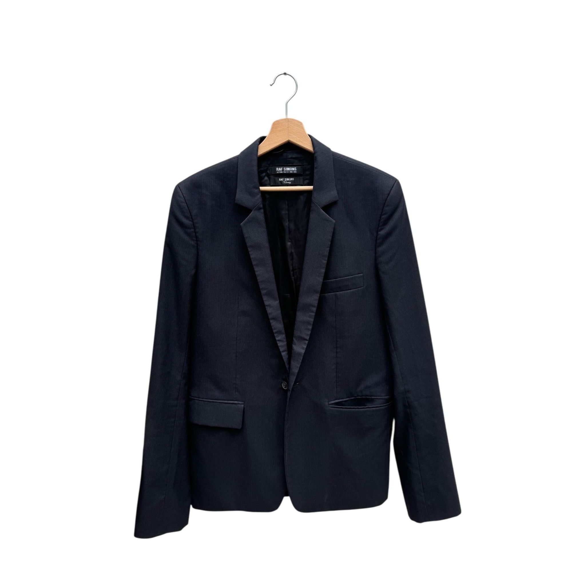 Raf Simons FW 2009 Dark Navy Thin pinstriped Blazer Jacket Size 40R - 1 Thumbnail