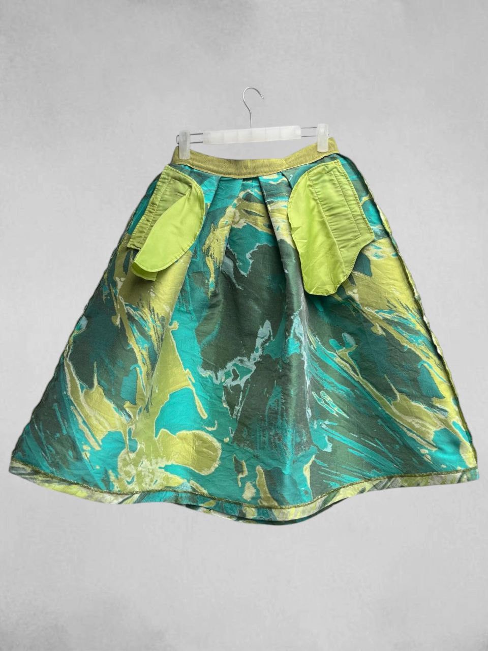 Lanvin Lanvin en Bleu Abstract Jacquard Skirt Size 23" - 3 Thumbnail