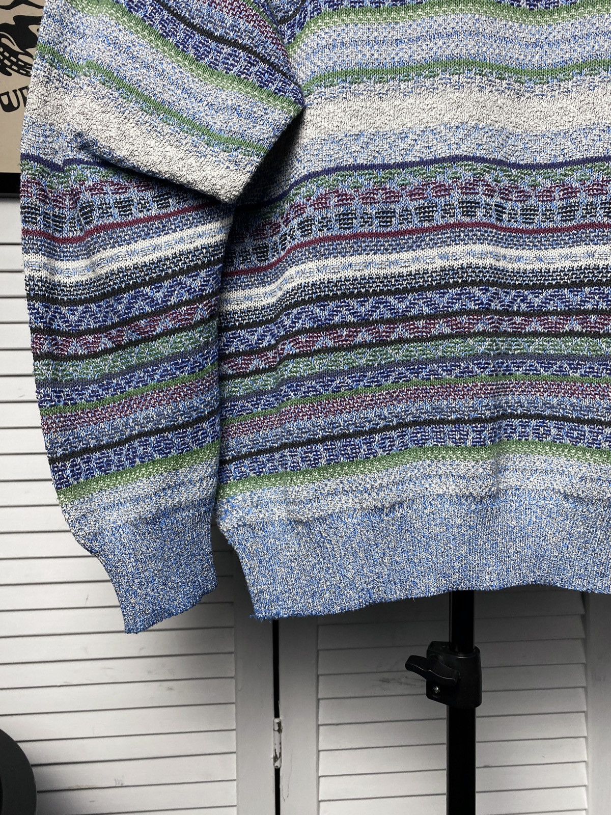 Coogi × Japanese Brand Vintage 80s Coogi Style Striped Knit Polo Neck Sweater Size US M / EU 48-50 / 2 - 11 Thumbnail