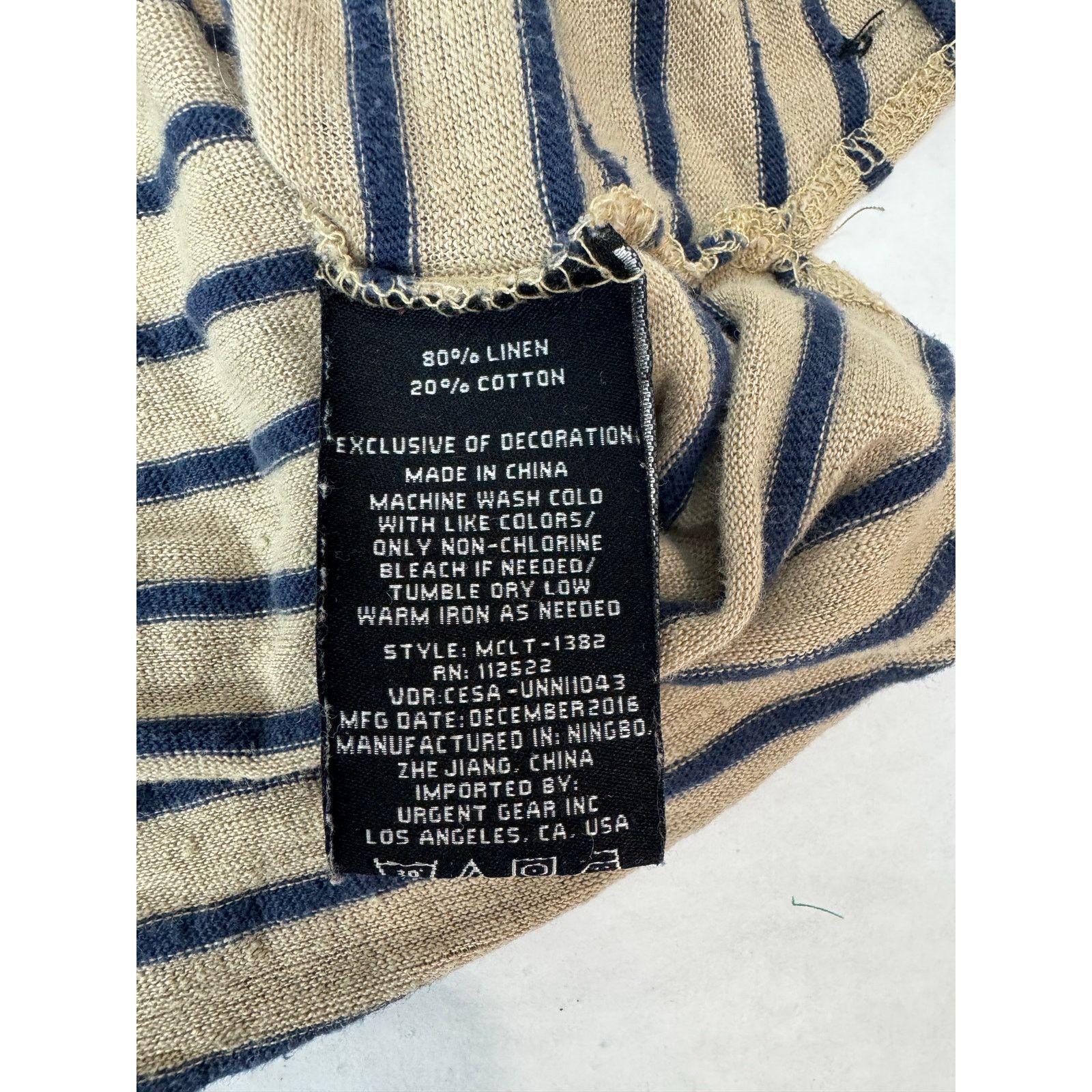 Civil Society Civil Society Linen Shirt Stripes Neutral Beige Blue Large Size L / US 10 / IT 46 - 6 Thumbnail