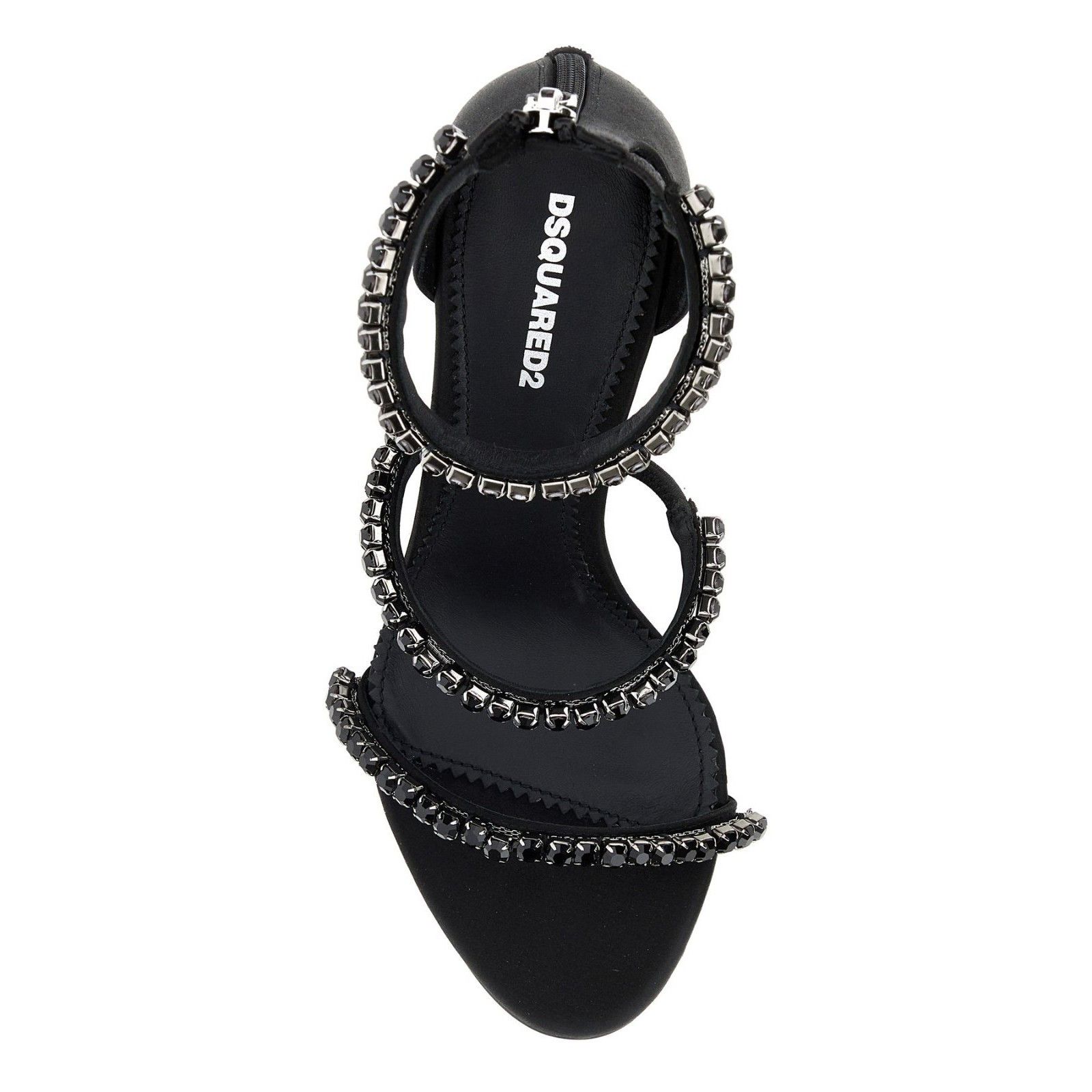 Dsquared2 DSQUARED Black Satin 110mm Heel Sandals New & Authentic (Wom Size US 11 / IT 41 - 4 Thumbnail