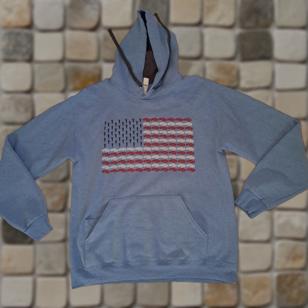 Fruit Of The Loom VINTAGE Fruit of the Loom Hoodie Lacrosse Flag Blue M Unisex Adults Pullover Hooded Canvas Cotton Size US M / EU 48-50 / 2 - 1 Thumbnail