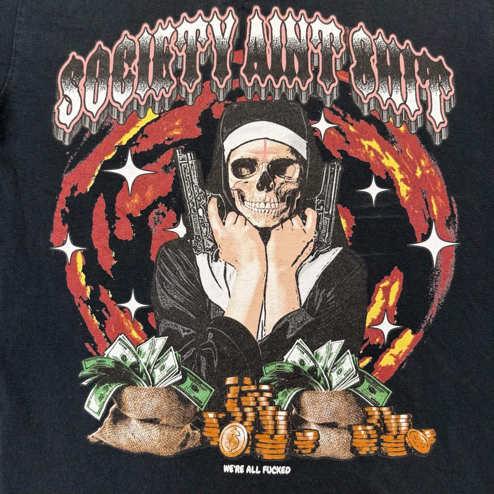 SOSHIOTSUKI SOASH Sociaty Ain't Shit Black Skeleton Nun Graphic Tee Size S / US 4 / IT 40 - 4 Thumbnail