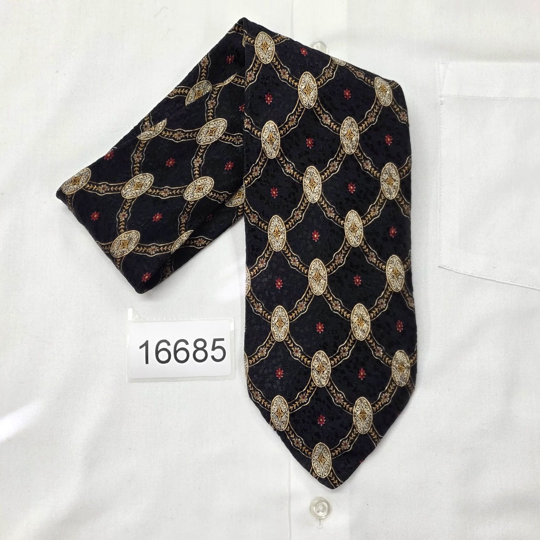 Robert Talbott VINTAGE Robert Talbott BOC Necktie Mens Black Tie Geometric Designer Hand Painted USA Size ONE SIZE - 5 Thumbnail
