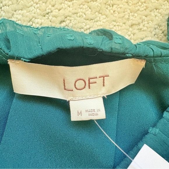 Loft ANN TAYLOR LOFT Blue Ruffle Sleeveless Blouse Career Clip Do Size M / US 6-8 / IT 42-44 - 4 Thumbnail