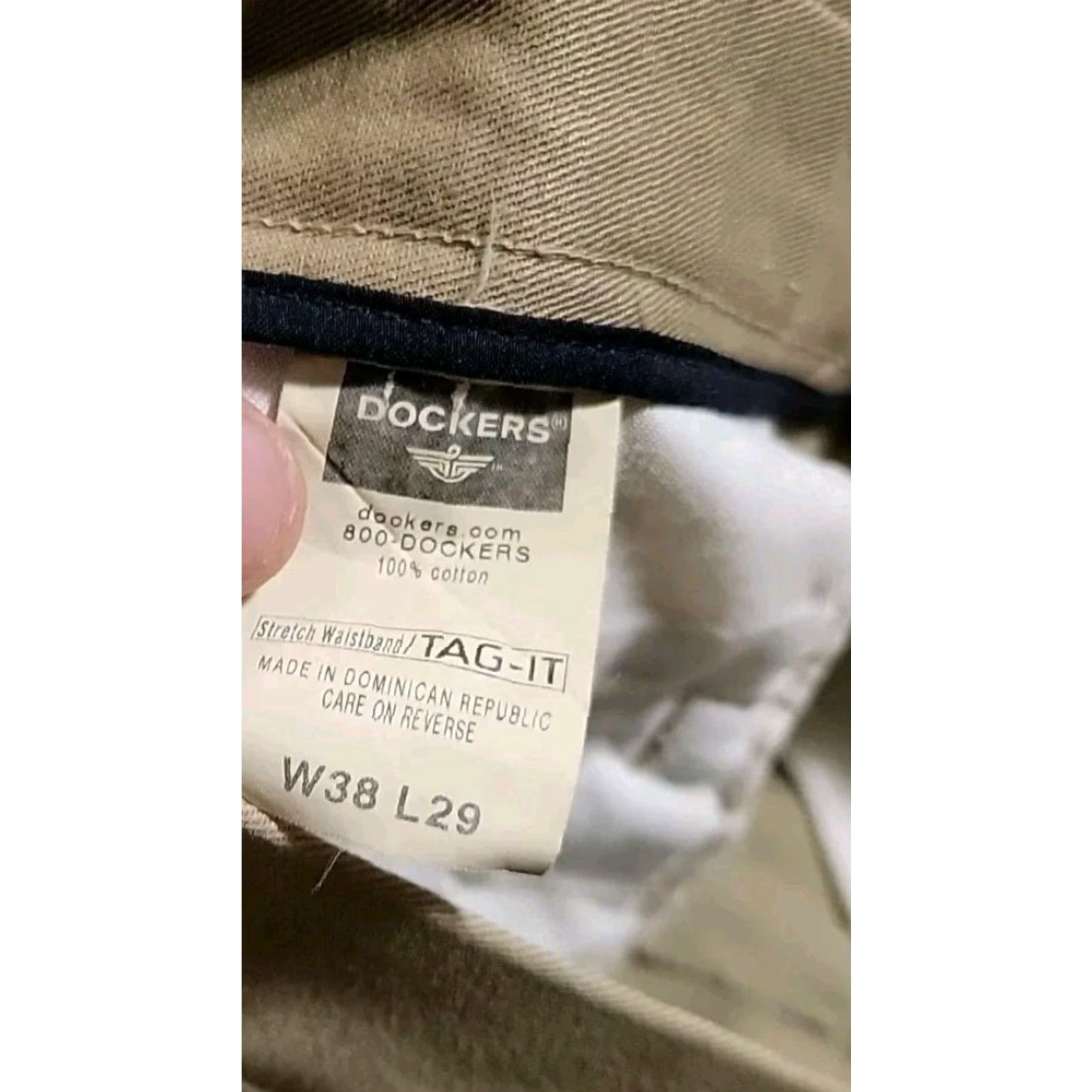 Dockers DOCKERS Individual Fit Stretch Waist Flat Front Chinos Pants 38" X 29" Beige Mens Regular Straight Cotton Flat Front Zip Button Size US 38 / EU 54 - 4 Thumbnail