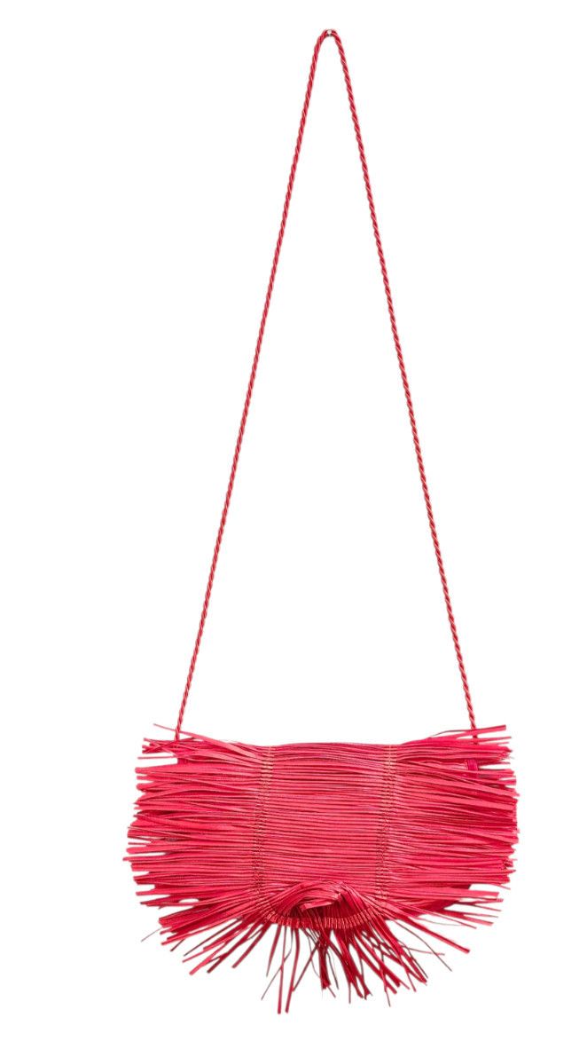 Other Alexandra Tsoukala Red Pleated Satin Fringe Clutch Bag Size ONE SIZE - 3 Thumbnail